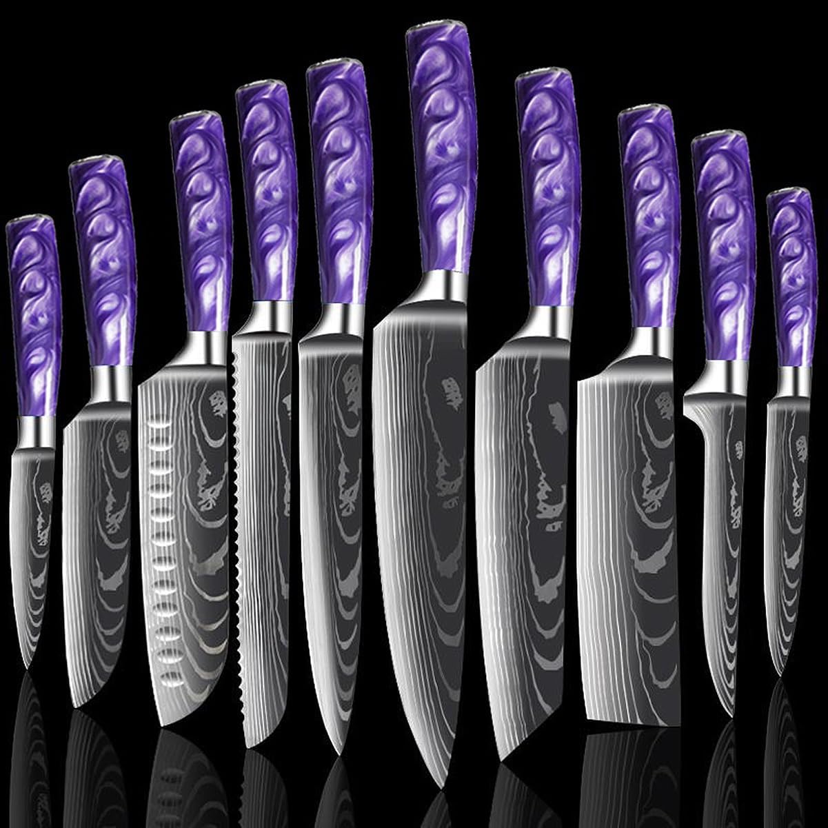 Set Cuchillos Cocina 10 Piezas Acero Inoxidable Resina