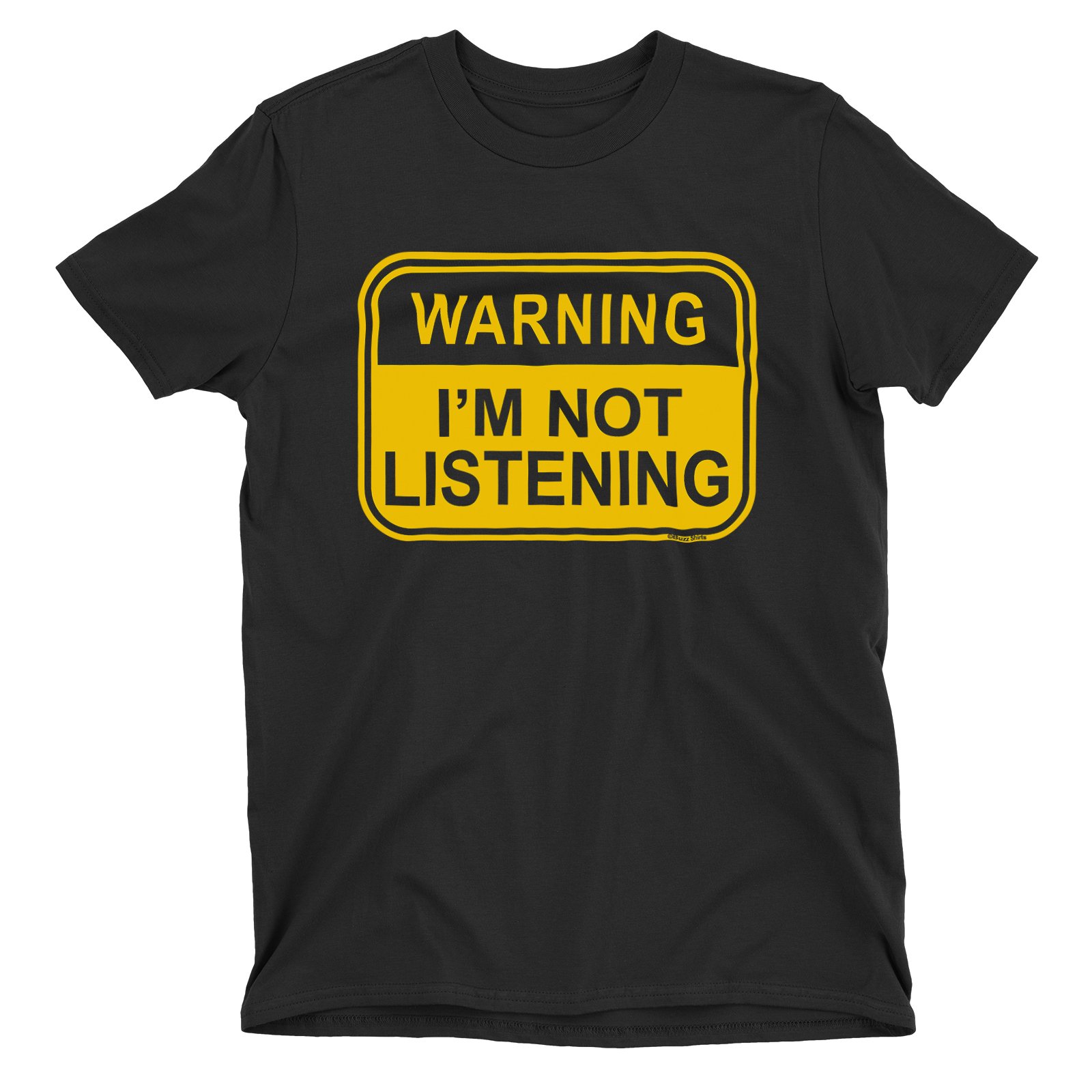 buzz shirts Warning I'm Not Listening, Kids Organic Cotton Novelty Slogan T-Shirt