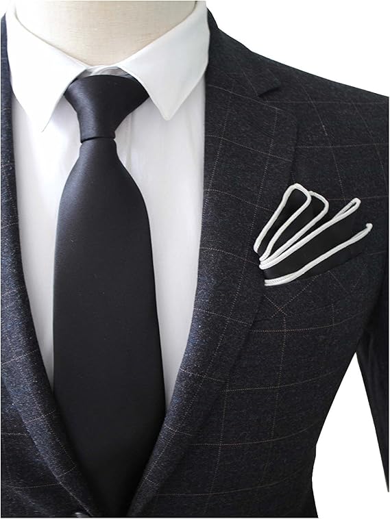 FOMANN Mens Formal Tie Wholesale Lot of 5 Mens Solid Color Wedding Ties 3.5 Satin Finish
