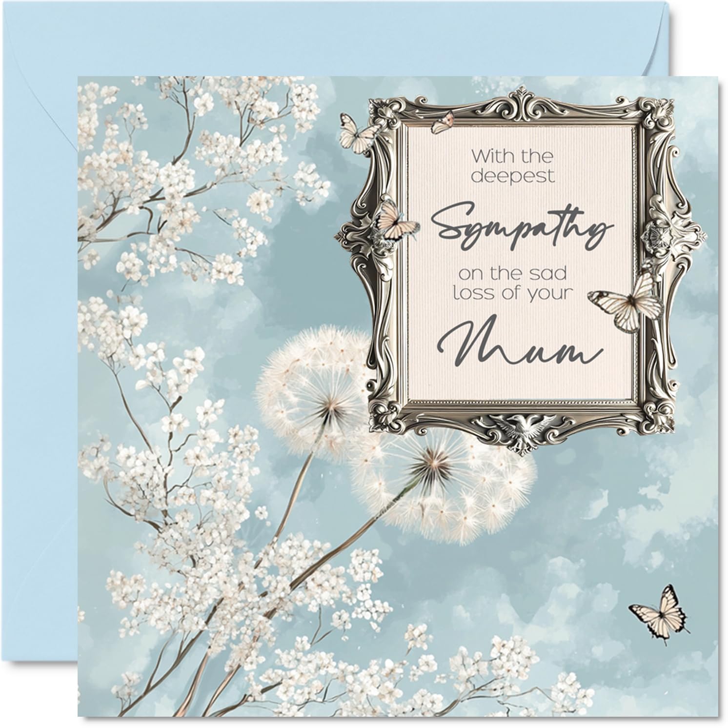 Sympathy Cards - Deepest Sympathy Sad Loss Of Your Mum Card - Sorry Mourning Bereavement Cards for Adults, 145mm Condolences Thinking of You Card, Floral Greeting
