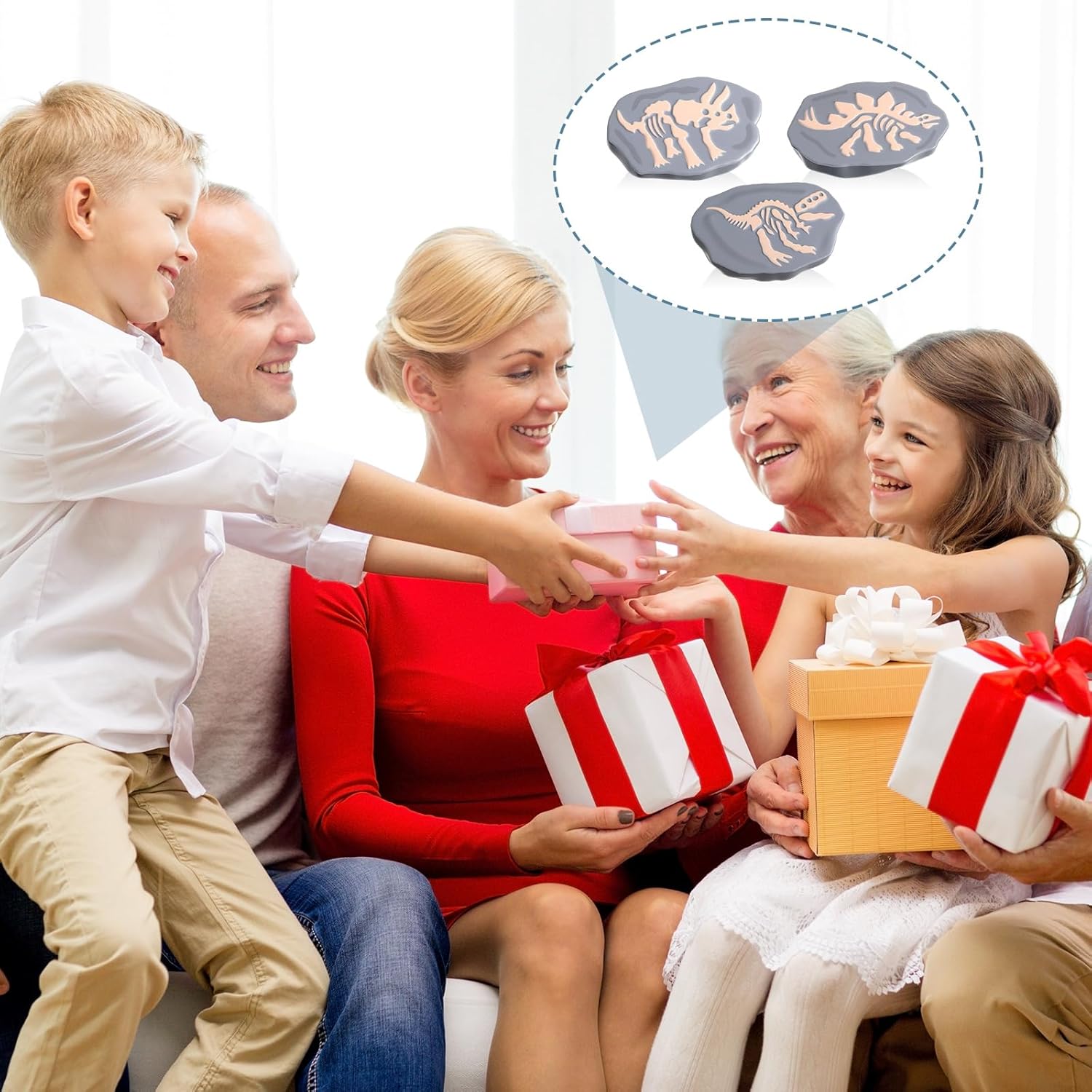 Libima 6 Pcs 2'' Stress Ball Squeeze Fidget Toy Themed Party Favor Fun Stress Relief Toy for Teen Adult Improve Grip Strength Release Pressure Finger Exercise (Dinosaur Fossil) - Image 5