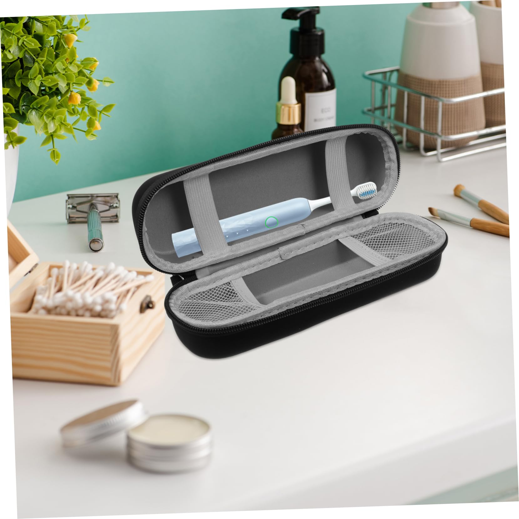 CALLARON 5 Pezzi Portaspazzolino Portatile Porta Di Spazzolino Da Denti Titolare Supporto Magnetico Parete Porta Spazzolino Custodia Porta Spazzolino Da Viaggio Eva Black