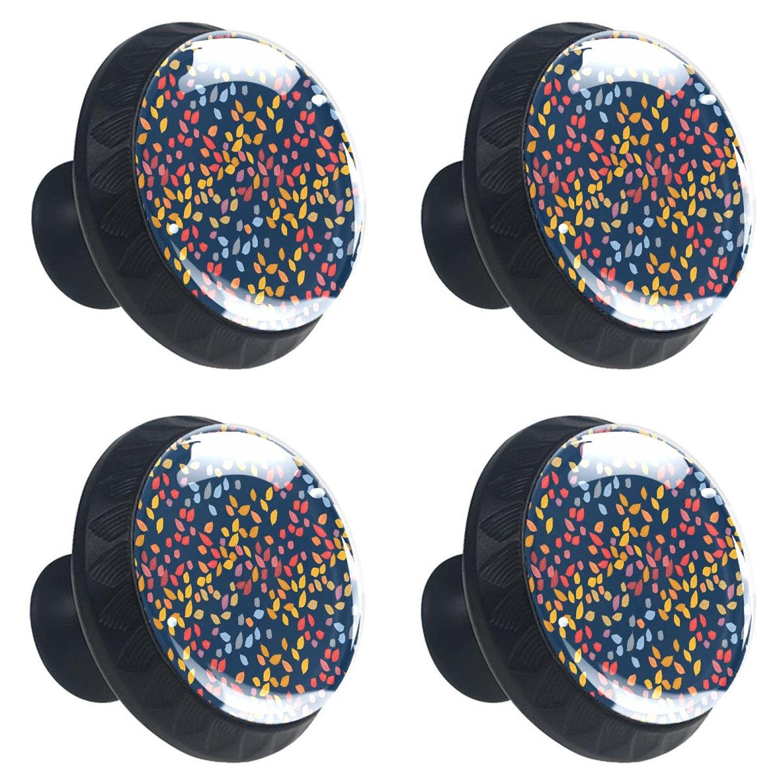 Boutons de tiroir en cristal 30mm poignée meuble bleu marine motif feuilles