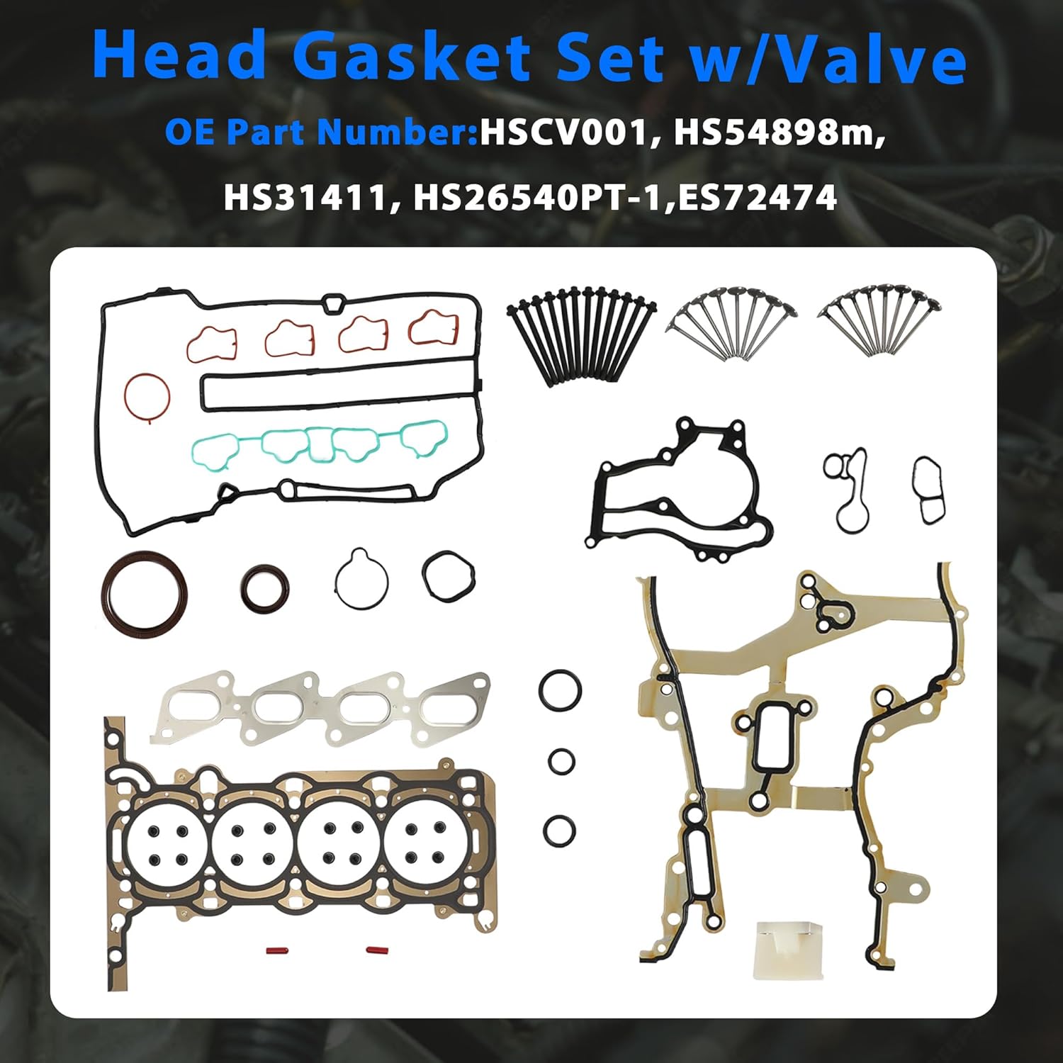 Engine Head Gasket Set w/Bolts Kit Timing Chain Kit w/VVT Sprocket Piston & Ring Kit Con Rod & Main Bearing Fit For GMC Chevy Cruze Buick Sonic Encore Trax 1.4L 2011-2016 HS26540PT-1 TS0981 052-4010