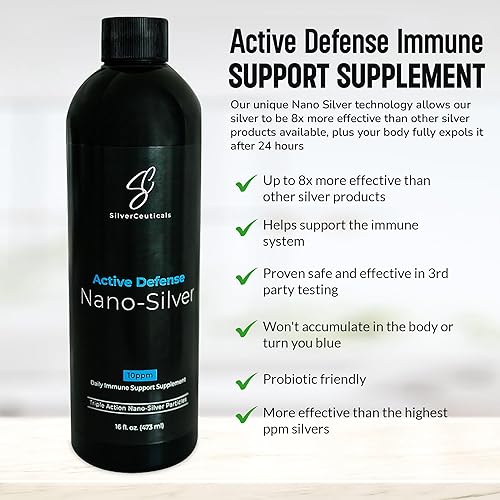 Miniatura 5 de SilverCeuticals Active Defense Wellness Nano Silver 10 ppm  Clínicamente probado 8 veces más eficaz  Salud inmune de triple acción  Seguro para