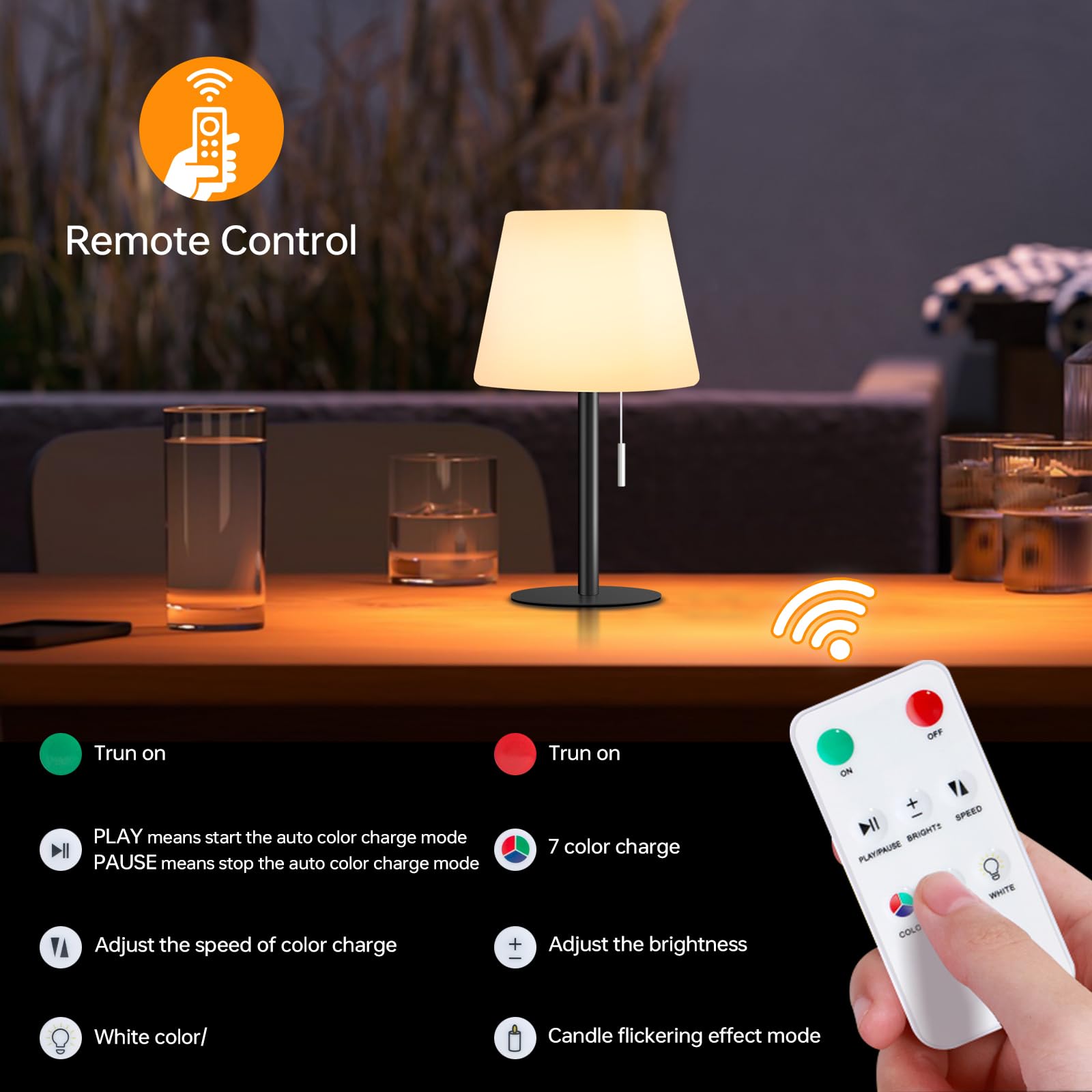 Lámpara de mesa solar exterior,batería lámpara de mesa LED Sin cable,regulable,blanco cálido y RGB,lámpara de mesa solar con sensor de luz,lámparas solar para interior/exterior jardín terraza.