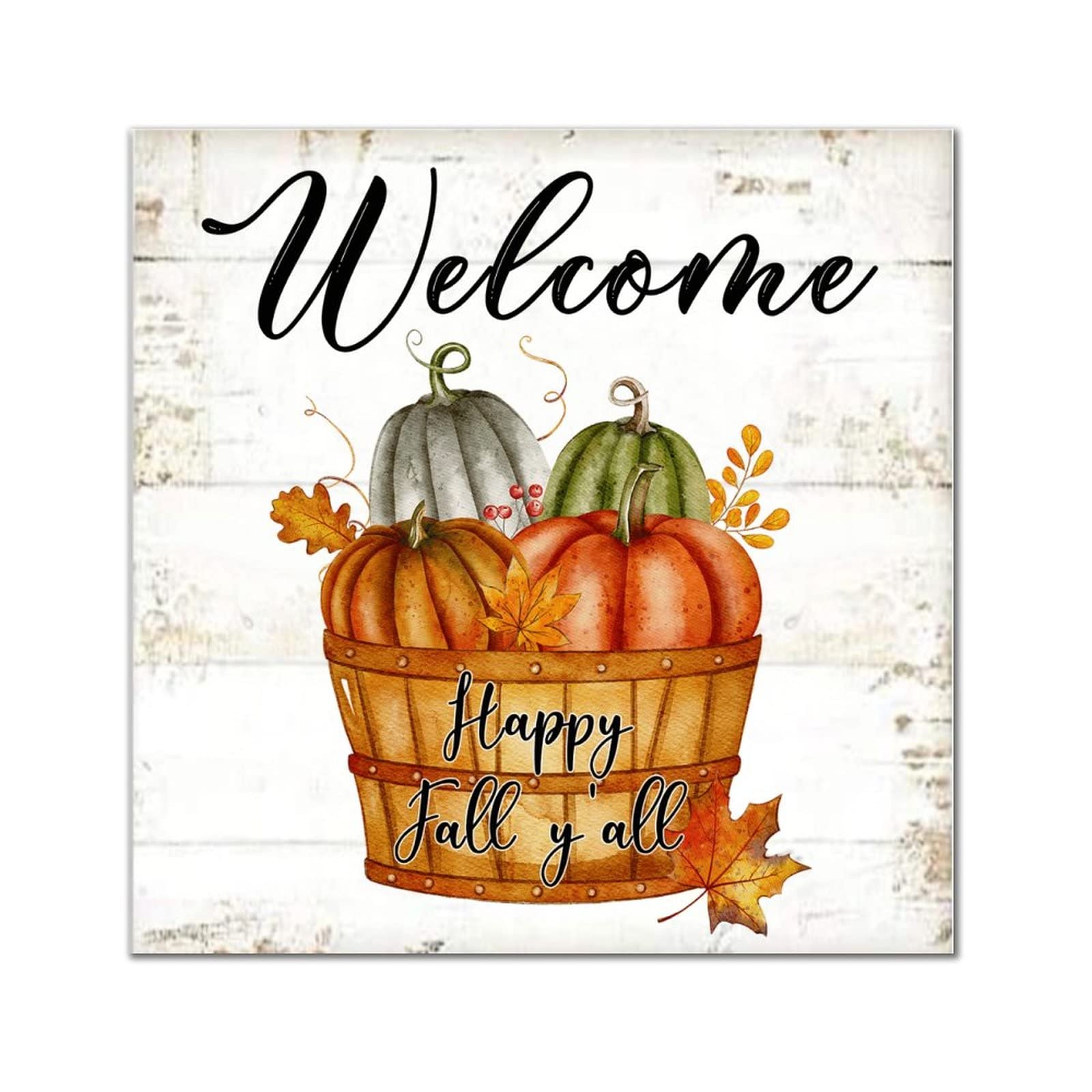 Panneau en bois Welcome Happy Fall Y'all pour égayer une entrée triste