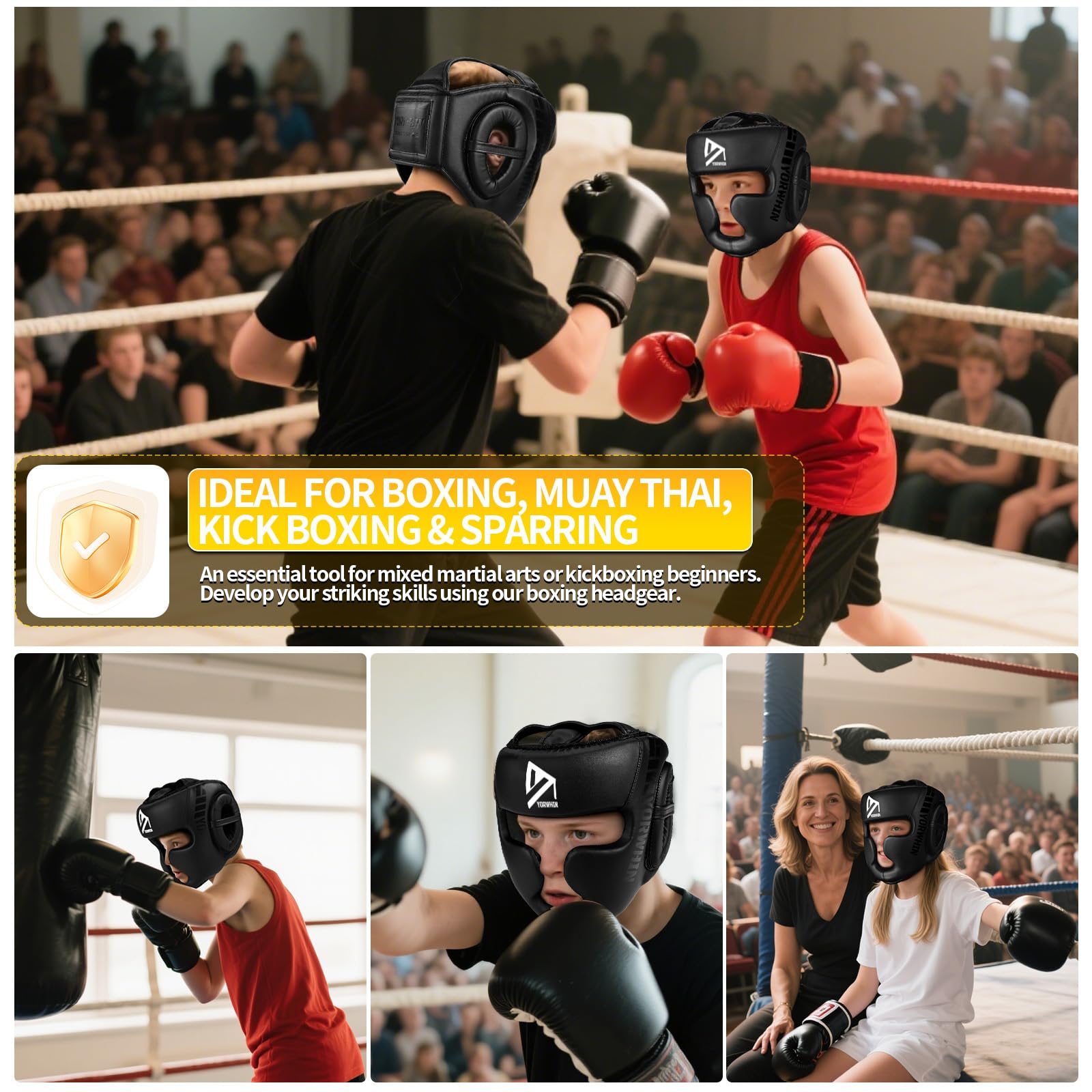 Copricapo da boxe per bambini, per allenamento MMA e Muay Thai