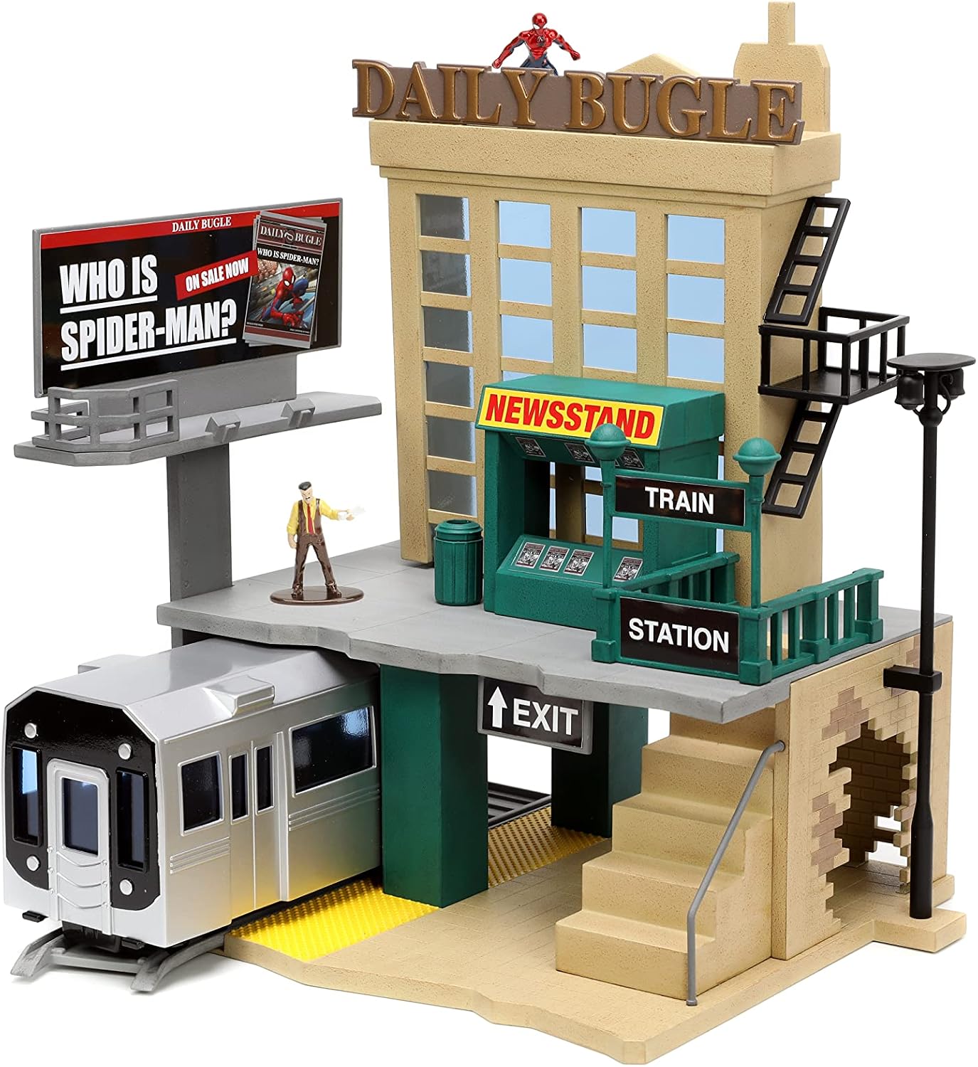 Jada Nano Scene Marvel Spider-Man Daily Bugle w/Die-cast Collectible Figures, Toys for Adults