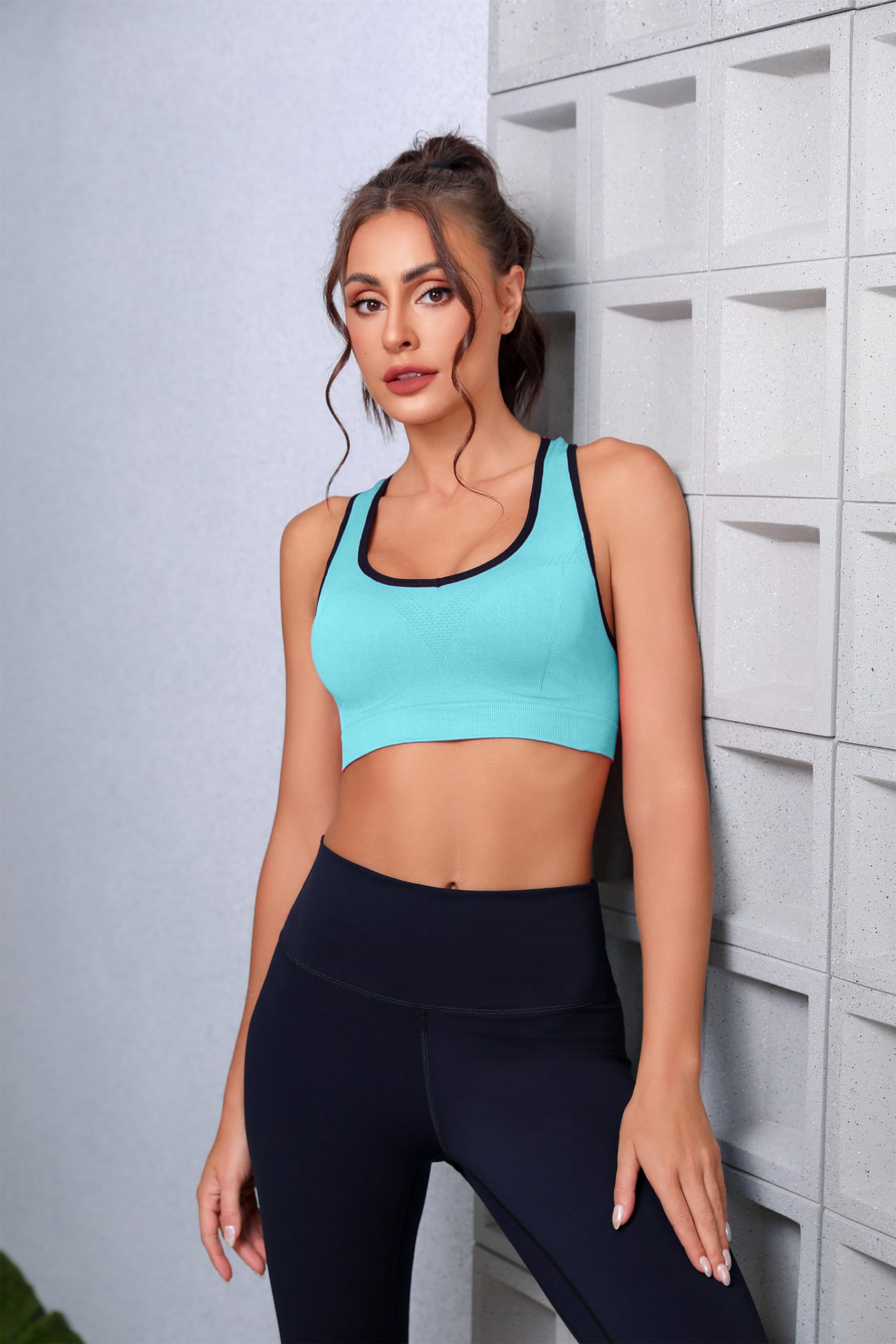 Sykooria Donna Reggiseno Sportivo Reggiseno da Allenamento Senza Ferretto Top Fitness Donna Palestra Imbottito per Ginnastica Yoga S-XXL