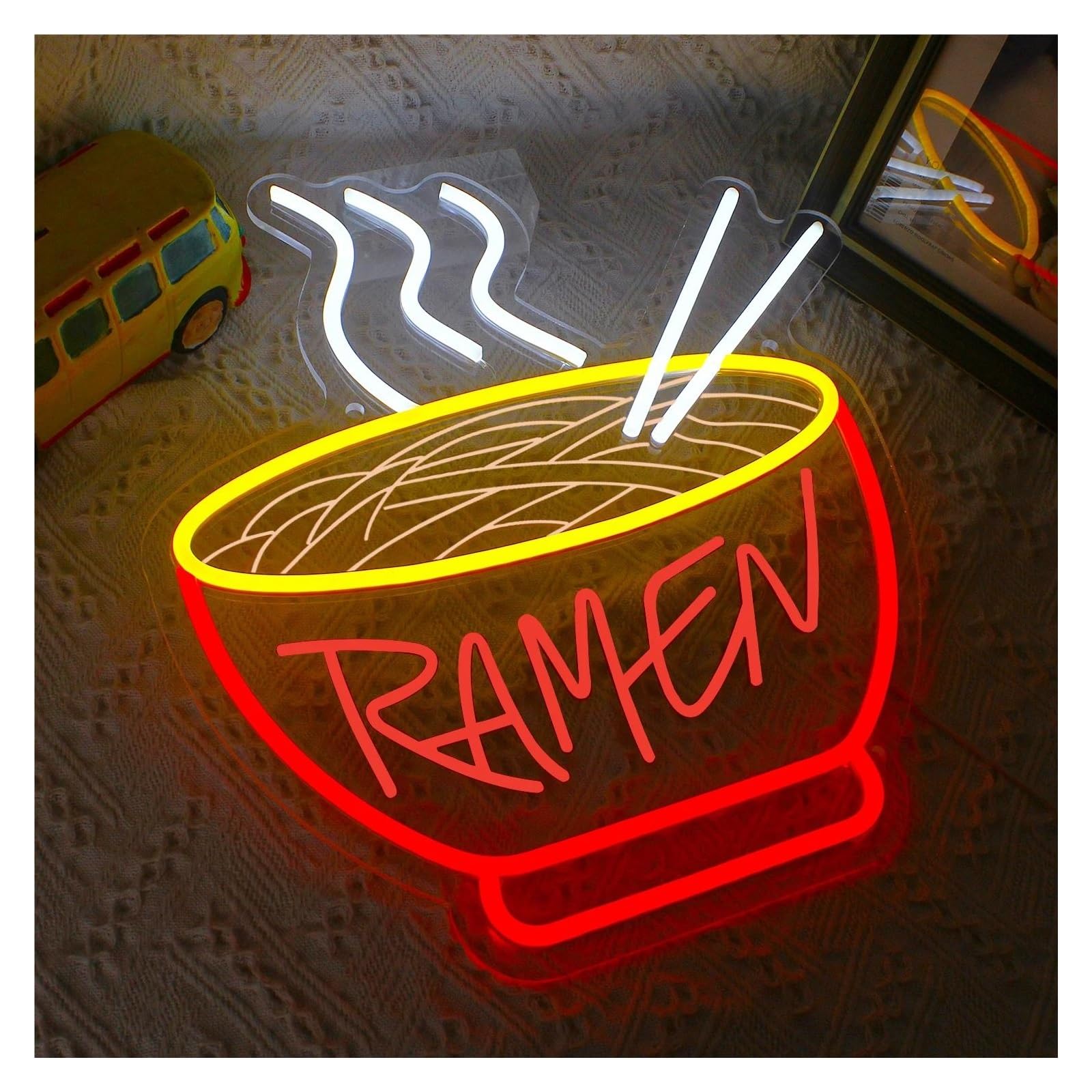 SHOUXI Sign Lamp Ramen Neon Sign for Wall Decor Resturant Home Bar Kitchen Dinning Room Cafe Japanese Noodle Shop Decorations 40x36cm