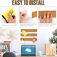 Vista 7 de Tiras de corcho para paredes, 3 piezas de tablero de corcho autoadhesivo para oficina con 20 chinchetas para pegar notas, fotos, aretes, collares