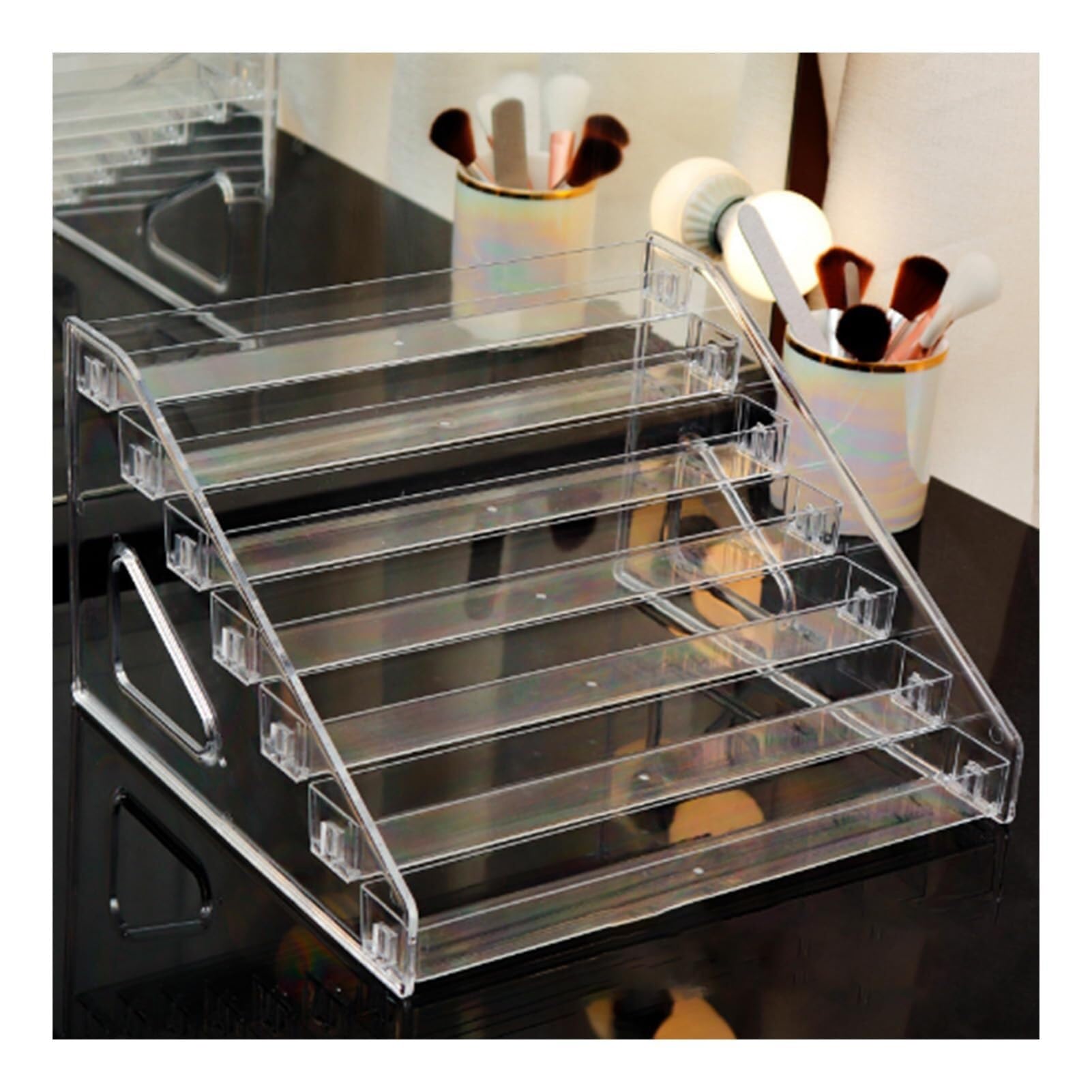 Porta Smalti Scatola Portaoggetti for Rossetto, Espositore da Tavolo in Plastica Trasparente Valigetta Custodia