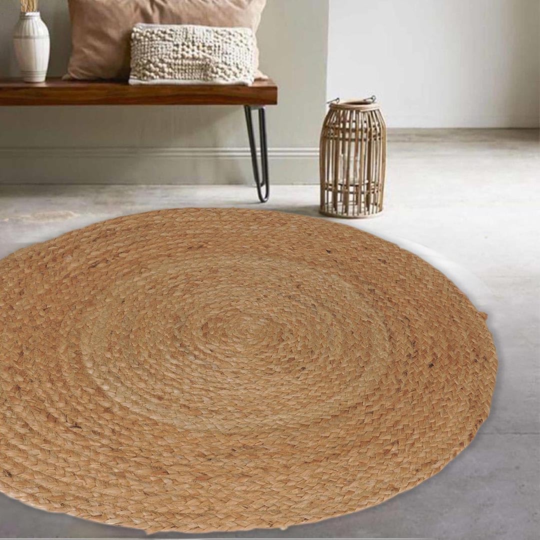 Atout Ciel - Alfombra Redonda de Yute Natural, 80 cm, Color Beige