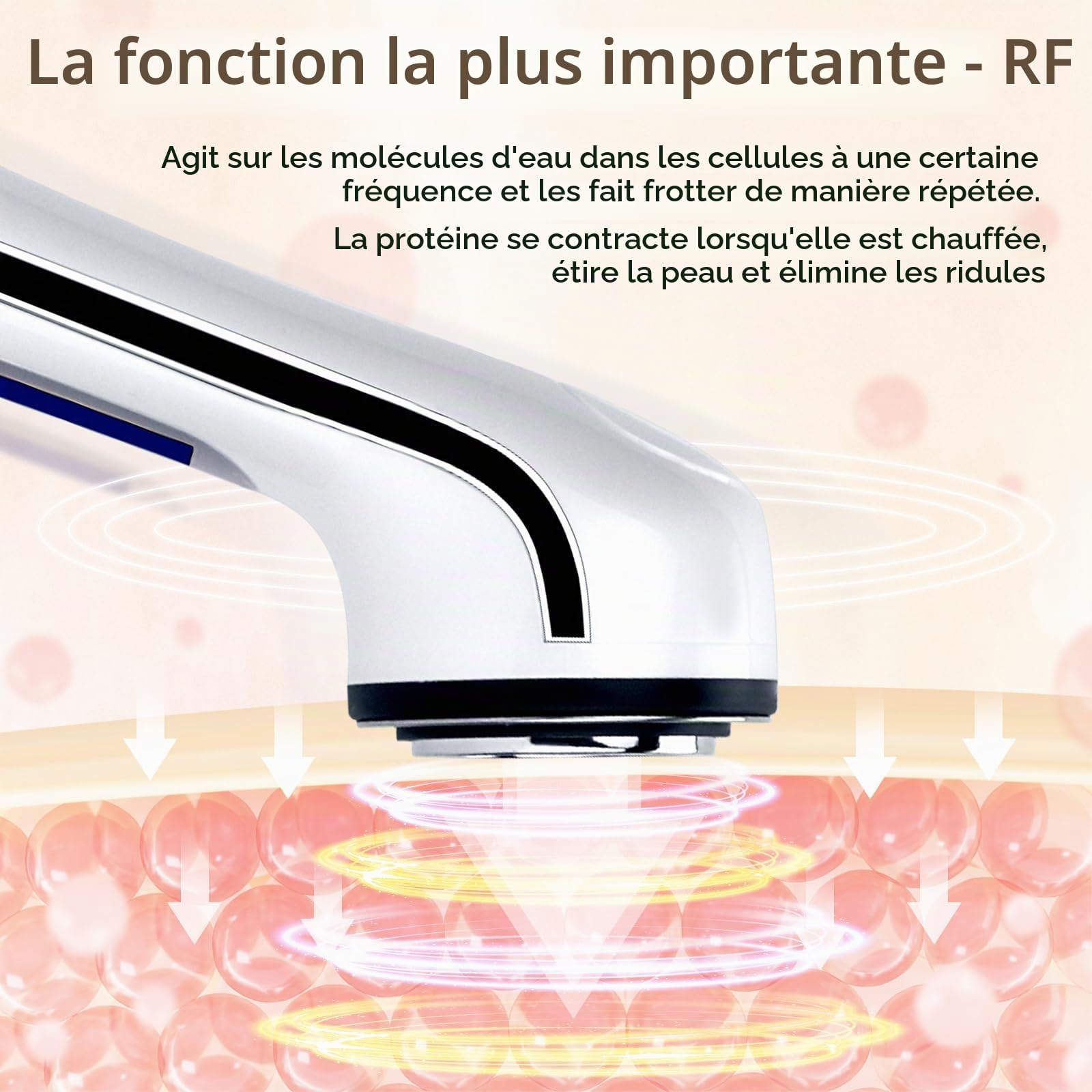 CARER BEAUTY Appareil Anti Rides Visage Appareil, 4 en 1 Dispositif de Beauté RF avec EMS Photothérapie Vibration Anti-rides et Anti-âge Soins du Visage pour les Femmes