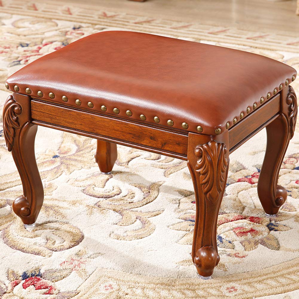 Pouf repose-pieds bleu 40x30cm table basse avec assise rembourrée