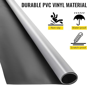VEVOR Dance Floor Roll, 1.5mm PVC Dance Flooring Marley Dance Practice Floor Portable Grey/Black Roll Out Dance Floor Non-Slide & Wearproof Dance Mat for Ballet(6.6 x 15.7 ft, 6.6 x 49.2 ft)