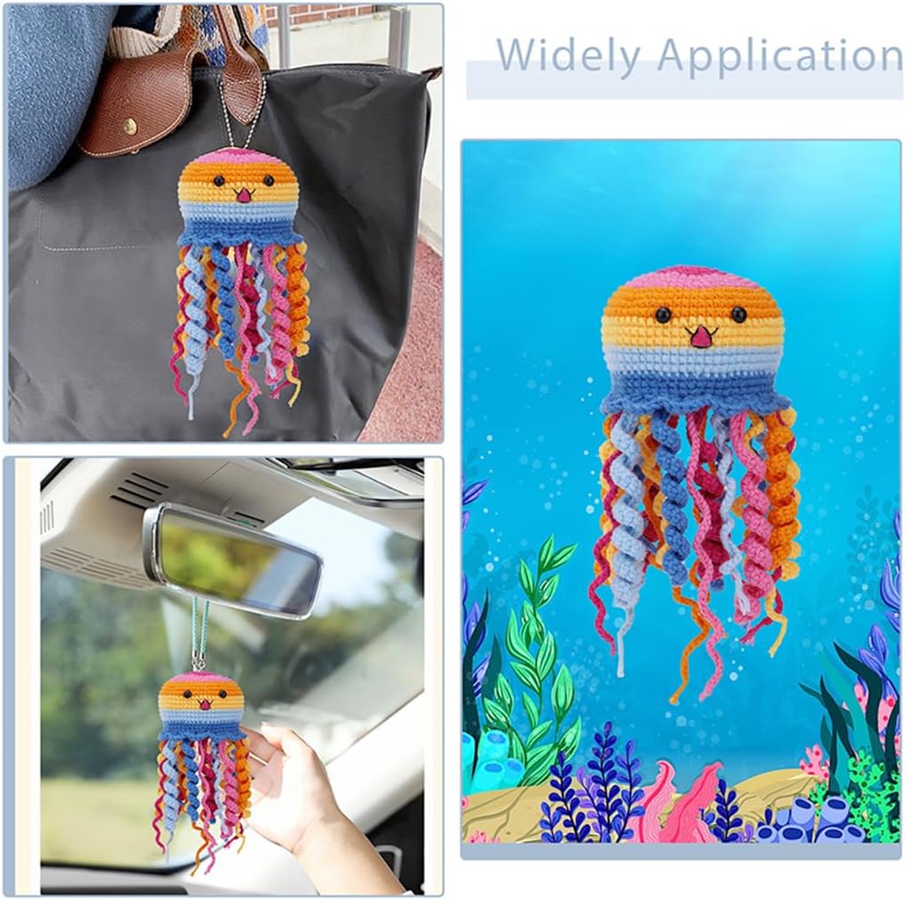 KyeeaDIY Crochet Kit for Beginners, Crochet Starter Kits, Animal Knitting Crocheting Kits with Step-by-Step Video Tutorials, Complete Crochet Kit for Adults Decoration (Jellyfish)