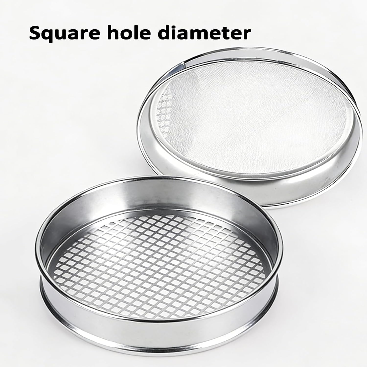 Setaccio per ghiaia in acciaio inox, diametro 30 cm, setaccio per test di laboratorio con apertura quadrata, include fondo e coperchio, maglia fine per uso industriale