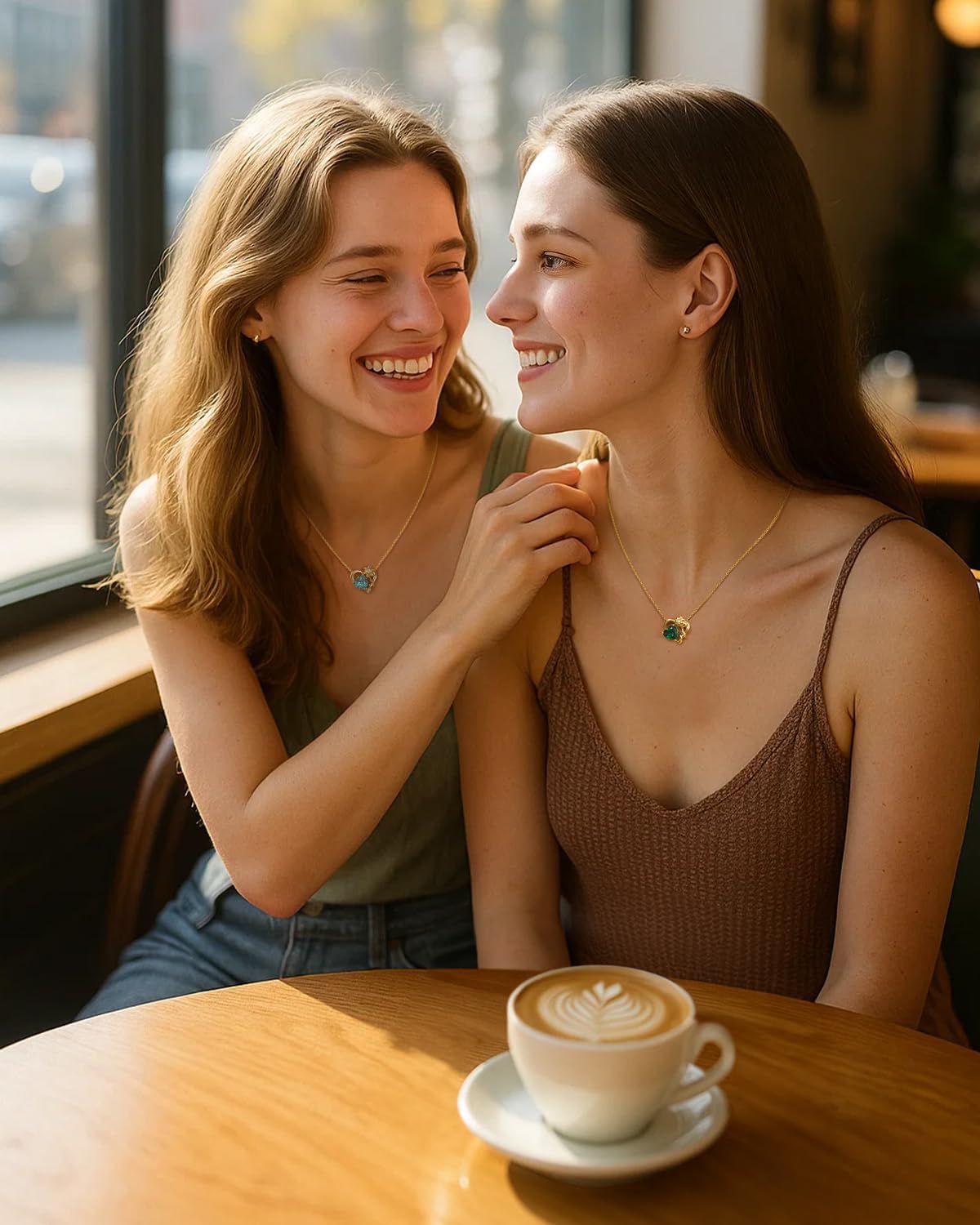 Birthstone Heart Necklaces for Women: 925 Sterling Silver Birth Flower Necklace Dainty Gold Jewelry Gifts for Mom Daughter Wife Her Girlfriend Birthday Christmas Anniversary - Image 4