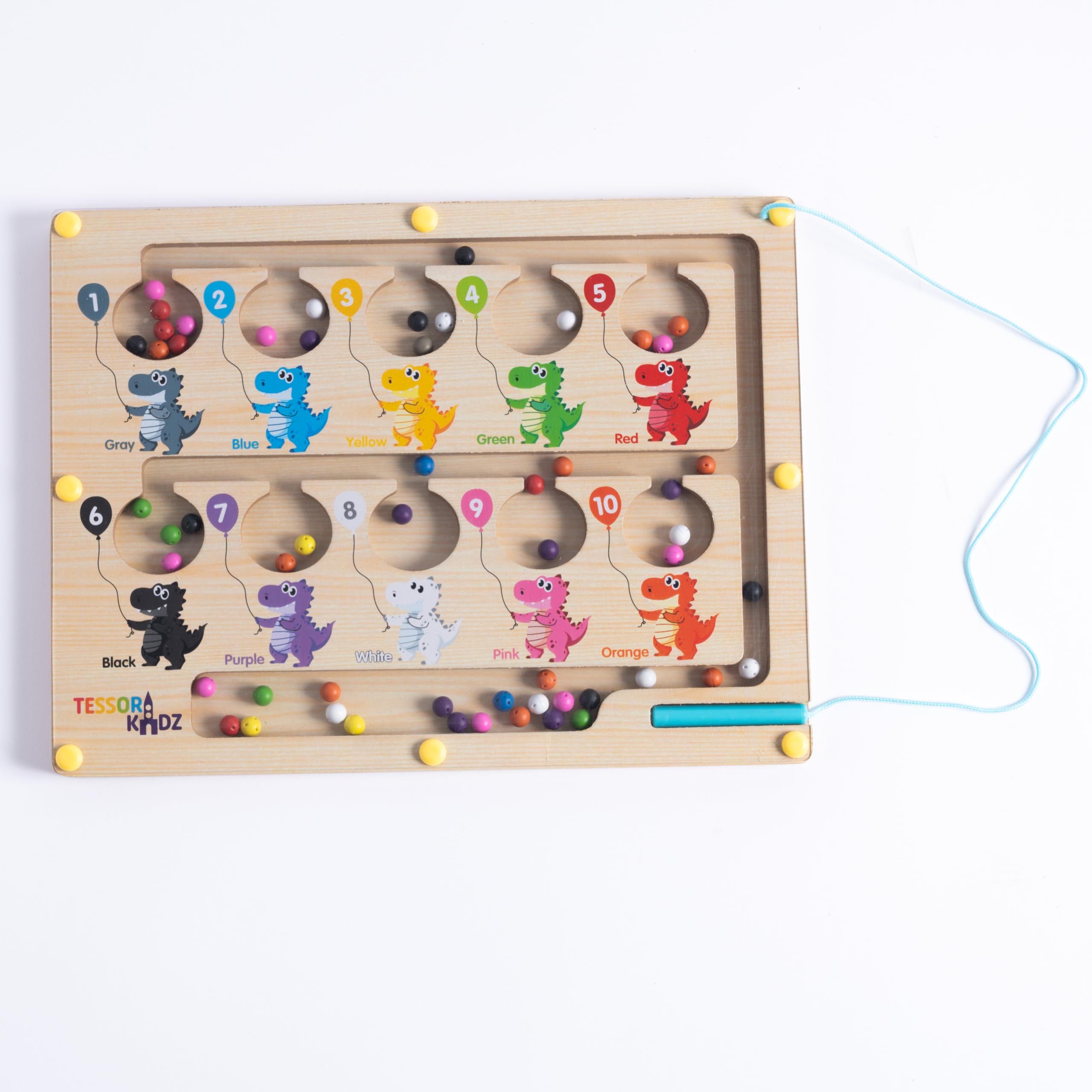 Tessori Kidz® - Boys & Girls Magnetic Puzzle Maze Toy - Promotes Fine Motor Skills, Color & Number Recognition for Preschool Aged Toddlers - Kids Ages