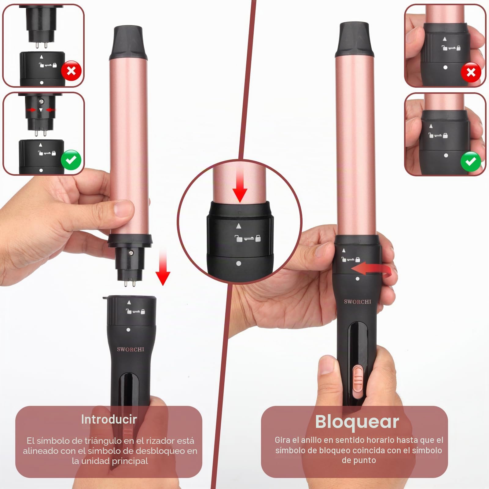 Rizador pelo Ondas Rizador de Pelo 3 en 1 Temperatura Ajustable Rizador Pelo 9-32mm Tenacillas para Rizar el Pelo Profesional Pantalla LCD Curling Iron para Rizos Grandes y Pequeños