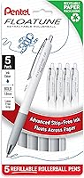Vista 3 de Pentel Floatune - Bolígrafo roller retráctil, punta gruesa de 1,0 mm, tinta negra, paquete de 5 unidades (BY210PF5A)