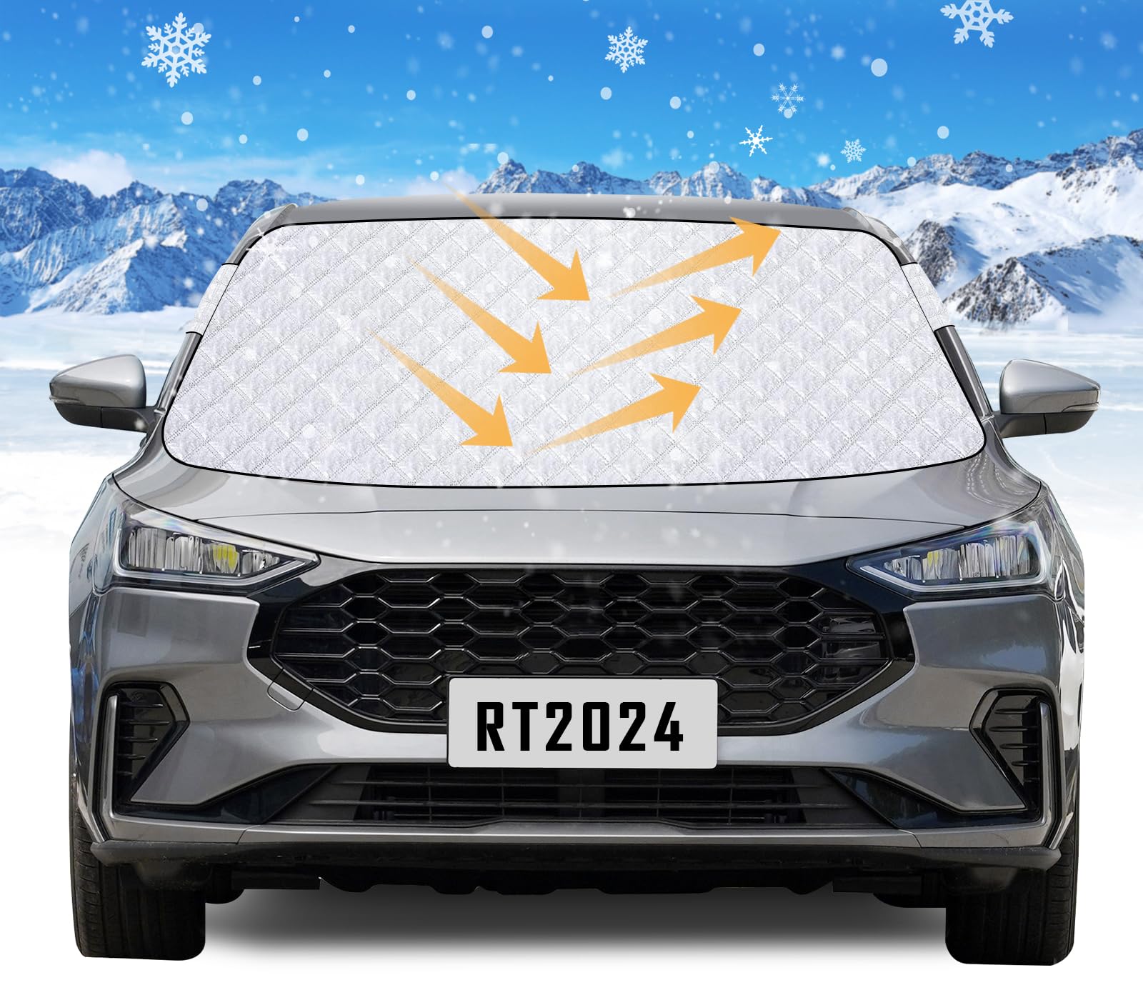Copertura Antigelo Per Parabrezza Auto VideoPUP - 145x223 Cm, 7 Strati, Impermeabile, Con 6 Corde Antivento, Per Protezione Da Neve E Ghiaccio