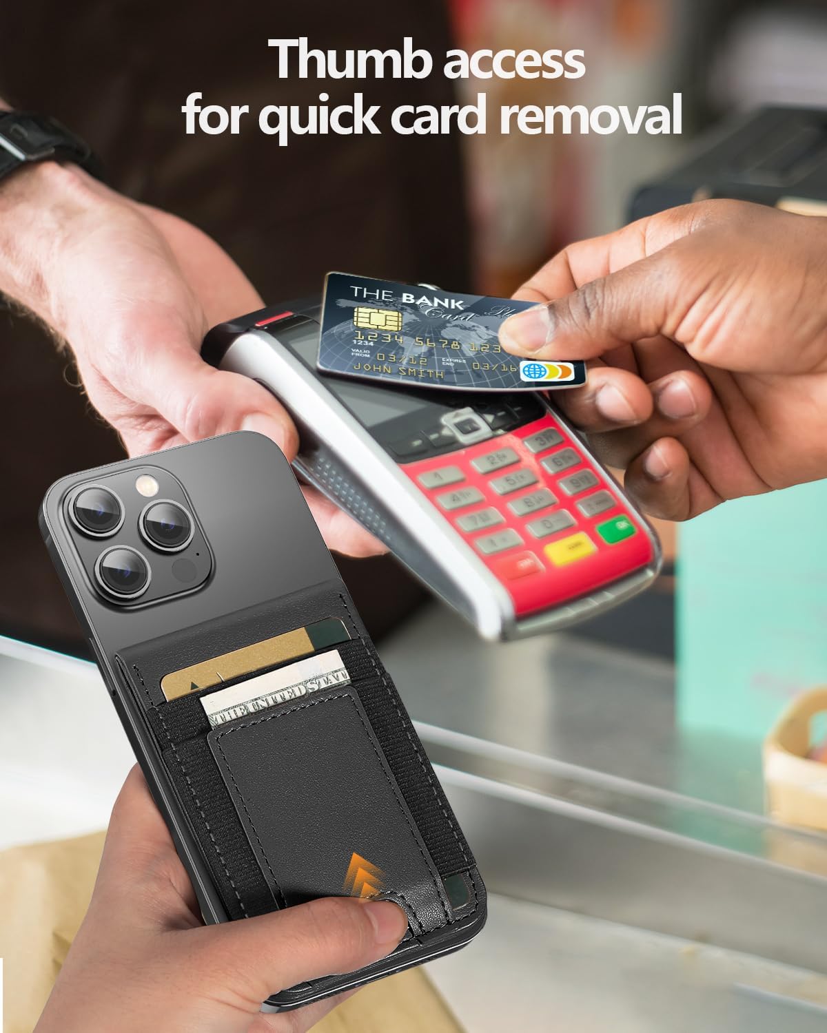 Miroddi for Magsafe Walle Stand, Leather Magnetic Phone Wallet for iPhone 16/15/14/13/12 Series, Strongest Magnetic Card Holder with Adjustable Stand, ID Window, Fits 10 Cards, RFID Blocking, Black - Image 3