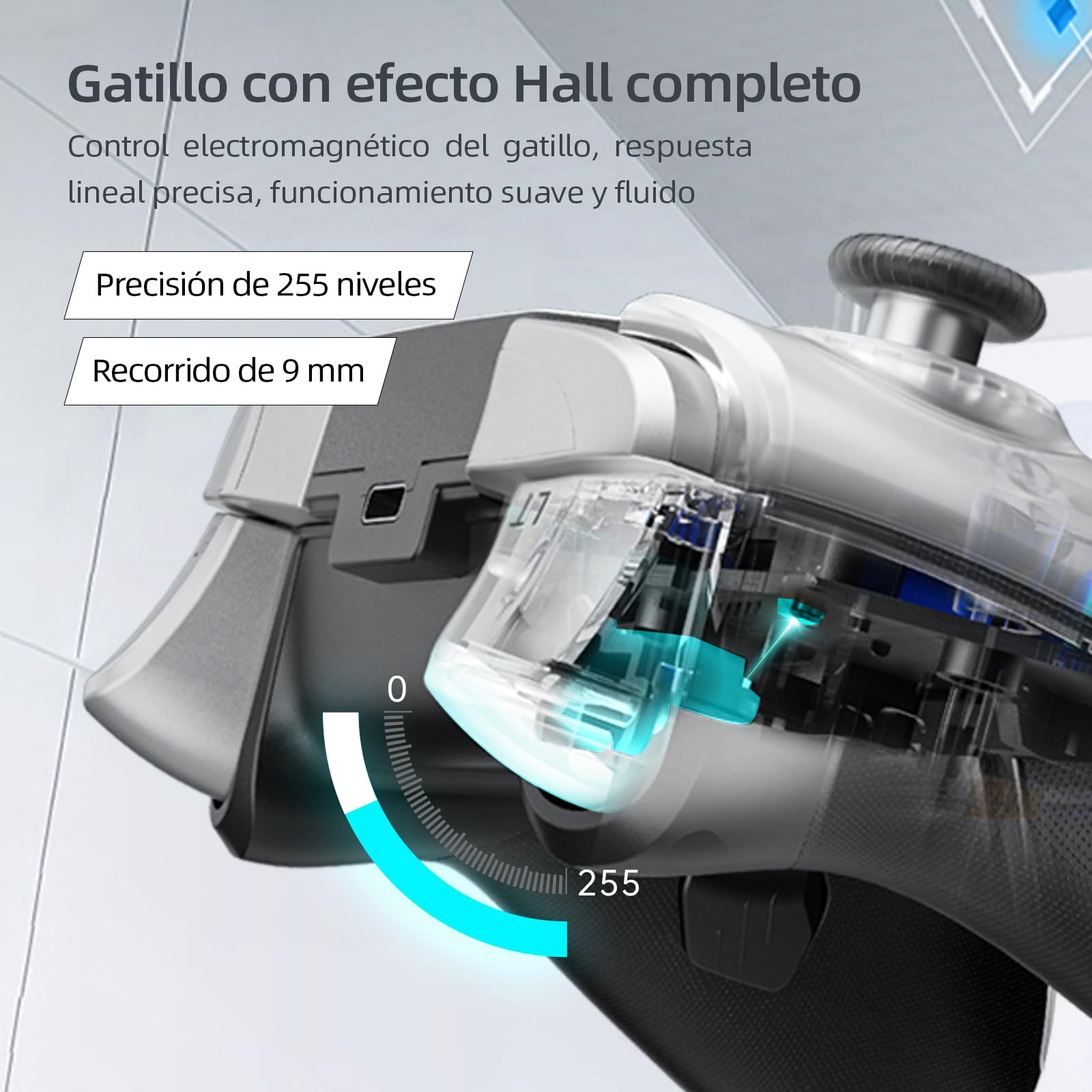 Machenike G5 Pro Mando PC Inalambrico for Windows,Switch,IOS&Android,Mando para PC,Hall Effect Joystick＆Triggers/Gyroscope,RGB Lights (Negro)