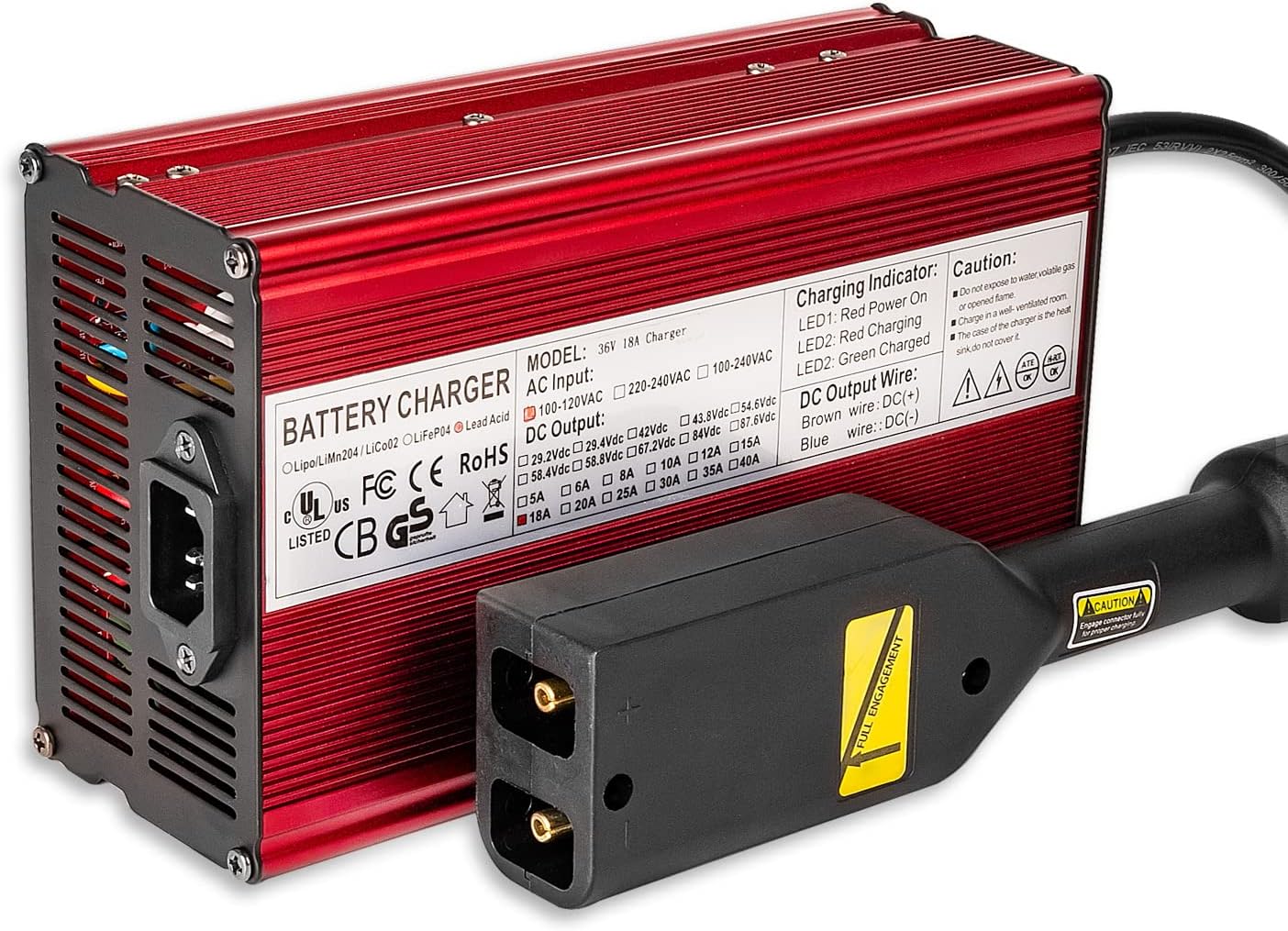Wztepeng Golf Cart 36V 18A Battery Charger Compatible with EZGO TXT Club Car Yamaha D Style Plug