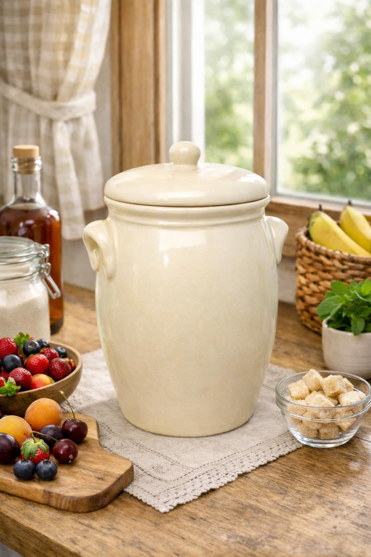 K & K Pot en céramique Taille 2 Capacité 7 l de couleur beige