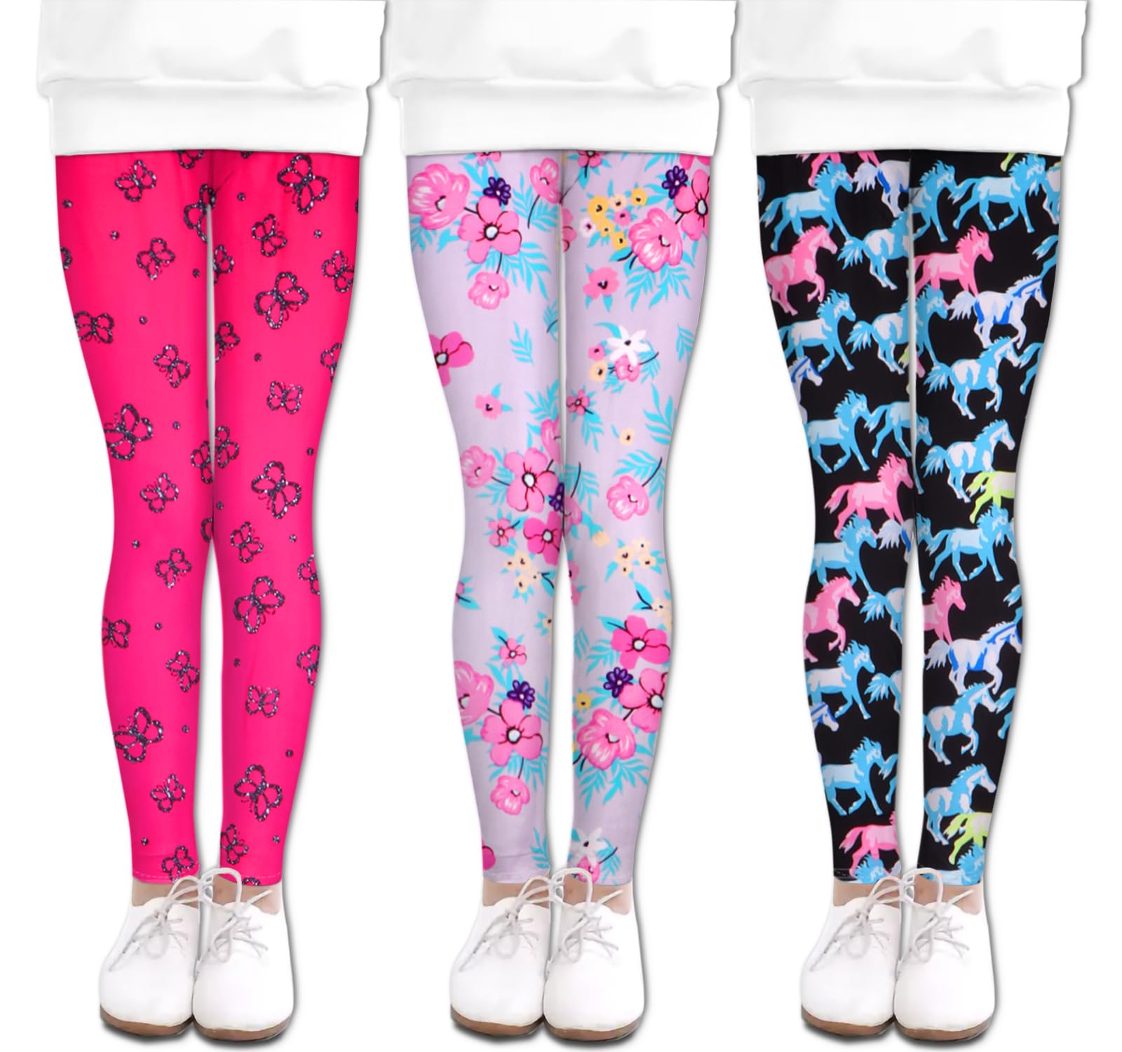 LUOUSE Girls' Leggings Full Length Comfy Pants Trousers 4-13 Years