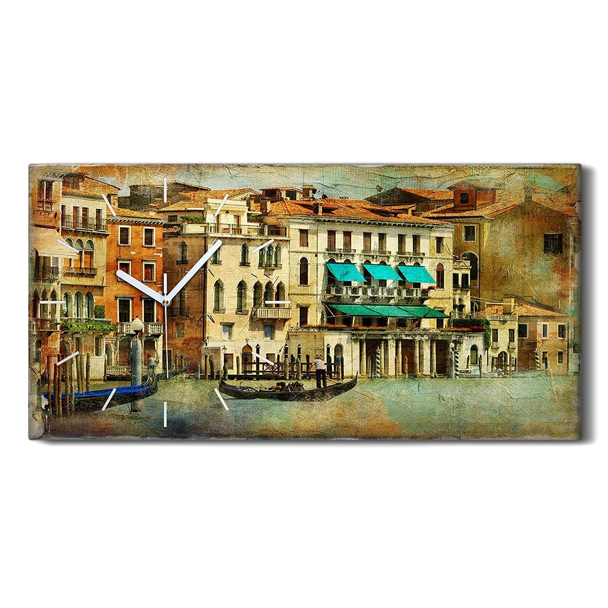 Horloge sur Toile Venise pour Chambre - Tableau Mural Coloré Sans Aucun Tic-Tac