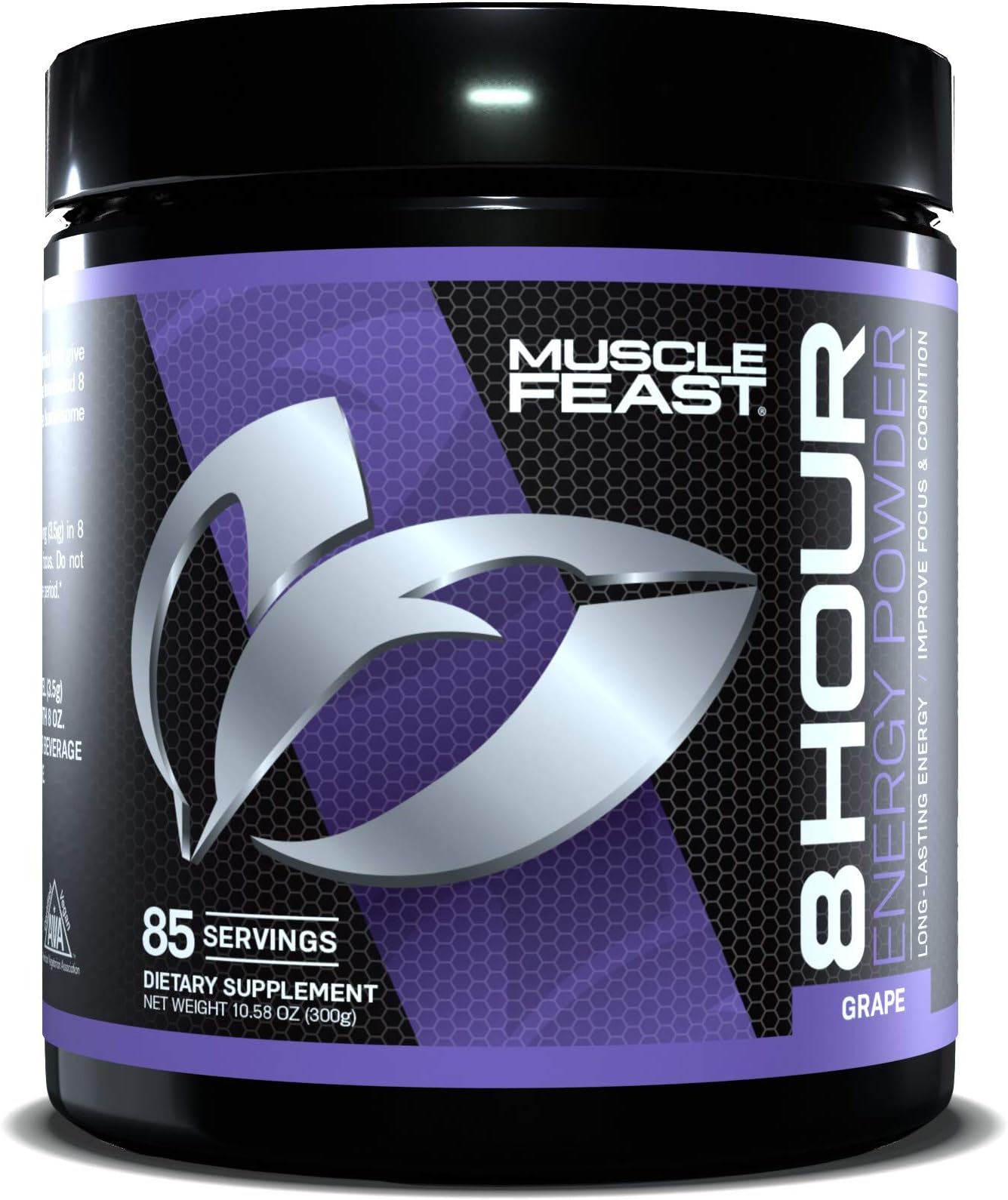 8 Hour Energy Powder by Muscle Feast (Grape) 76 Servings