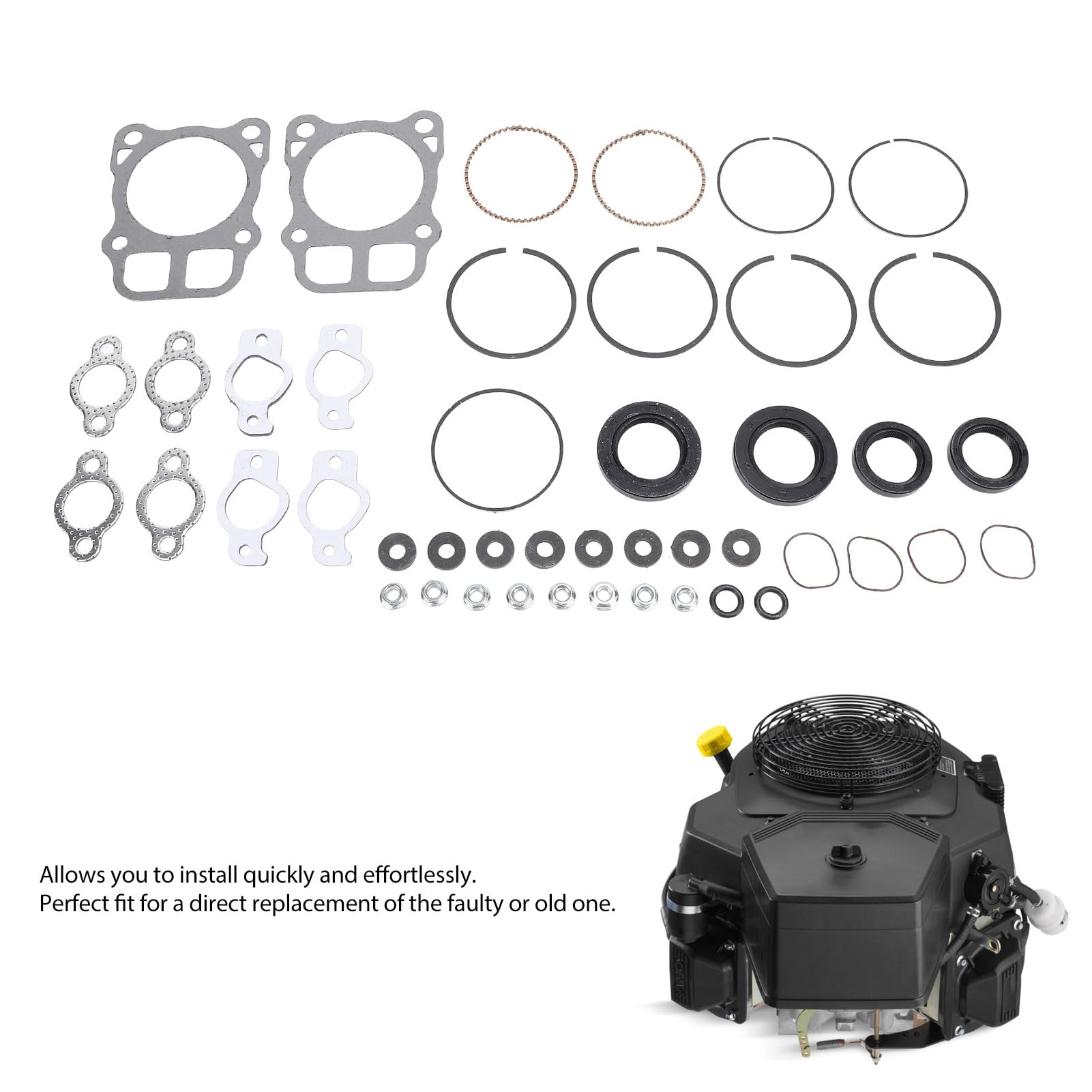 Kit de Reparación de Motores, Accesorios para Cortacésped, Juego de Juntas de Anillos de Pistones de Aleación de Aluminio, Herramienta de Reparación de Revisión, Kit de Motor de