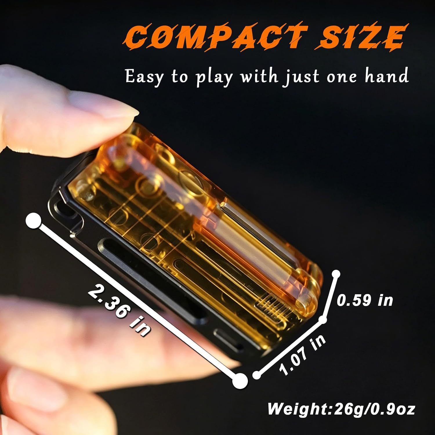Rifle-5 Fidget Slider for Adults | Plastic EDC Fidget Toy with ASMR Sound Feedback & Slide Lock Back Play | Stress Relief Toy Focus Tools Desk Gadget for Adults 16+ (Amber Black)