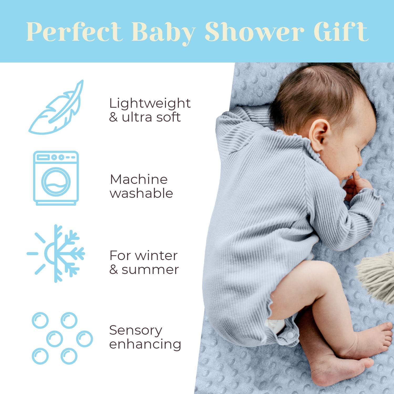 berry bebe Personalized Baby Gifts Ultra Soft and Cozy Mink Dot, Monogrammed Blanket for Boys