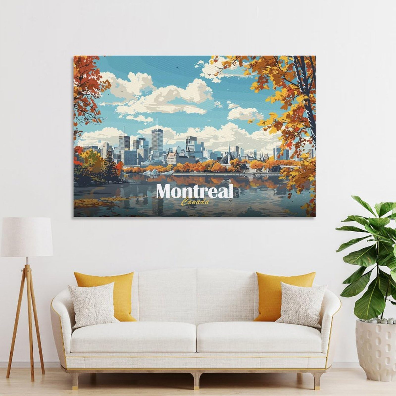 Junmoney Unframe-Style-2 Montreal Skyline Autumn Wall Art Print 12X18inch(30X45cm), For Lounge, Study, Hallway Or Flat Walls, Decorative Artwork With Broad Appeal