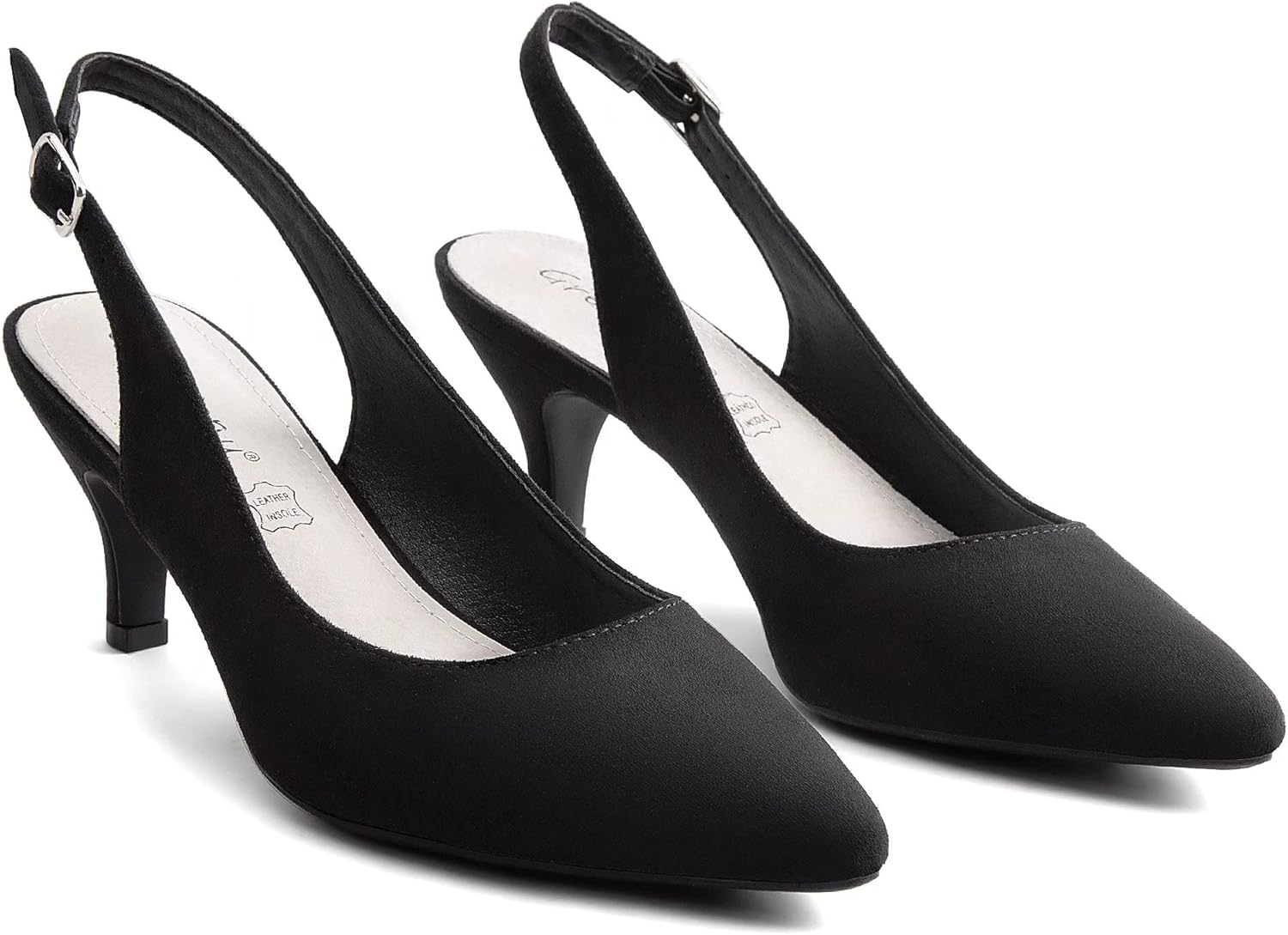 Greatonu Women's Kitten Heels Pointed Toe Slingback Dress Pumps Shoes - Image 6