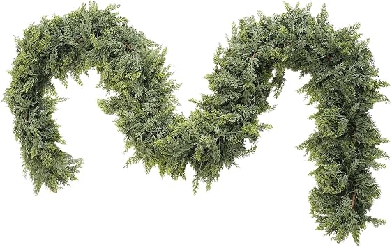 Cypress Cedar Garland 270cm Christmas Artificial Garland PE Faux Garlands For Outdoors Realistic Artificial Cedar Afloral Garlands For Farmhouse Table Centerpiece Wedding Table Decoration