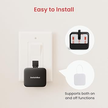 Switchbot Smart Switch Button Pusher (Bluetooth) Fingerbot for Rocker Switch/One-Way Buttons, App Timer Control, No Wiring, Optional Hub Required for Voice/Remote, Black