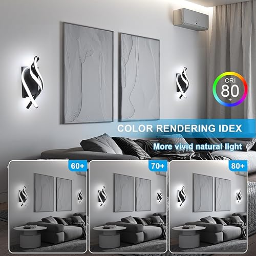 Miniatura 4 de DELIPOP Apliques de pared, aplique de pared LED moderno en espiral, 19 W, 6500 K, blanco frío, lámpara de pared para interiores, lámpara de pared