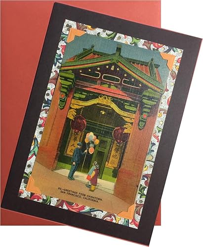 Miniatura 5 de San Francisco, California Unique Set of Handmade Chinatown Greeting Cards - Vintage 1930s Antique Linen Postcards Original