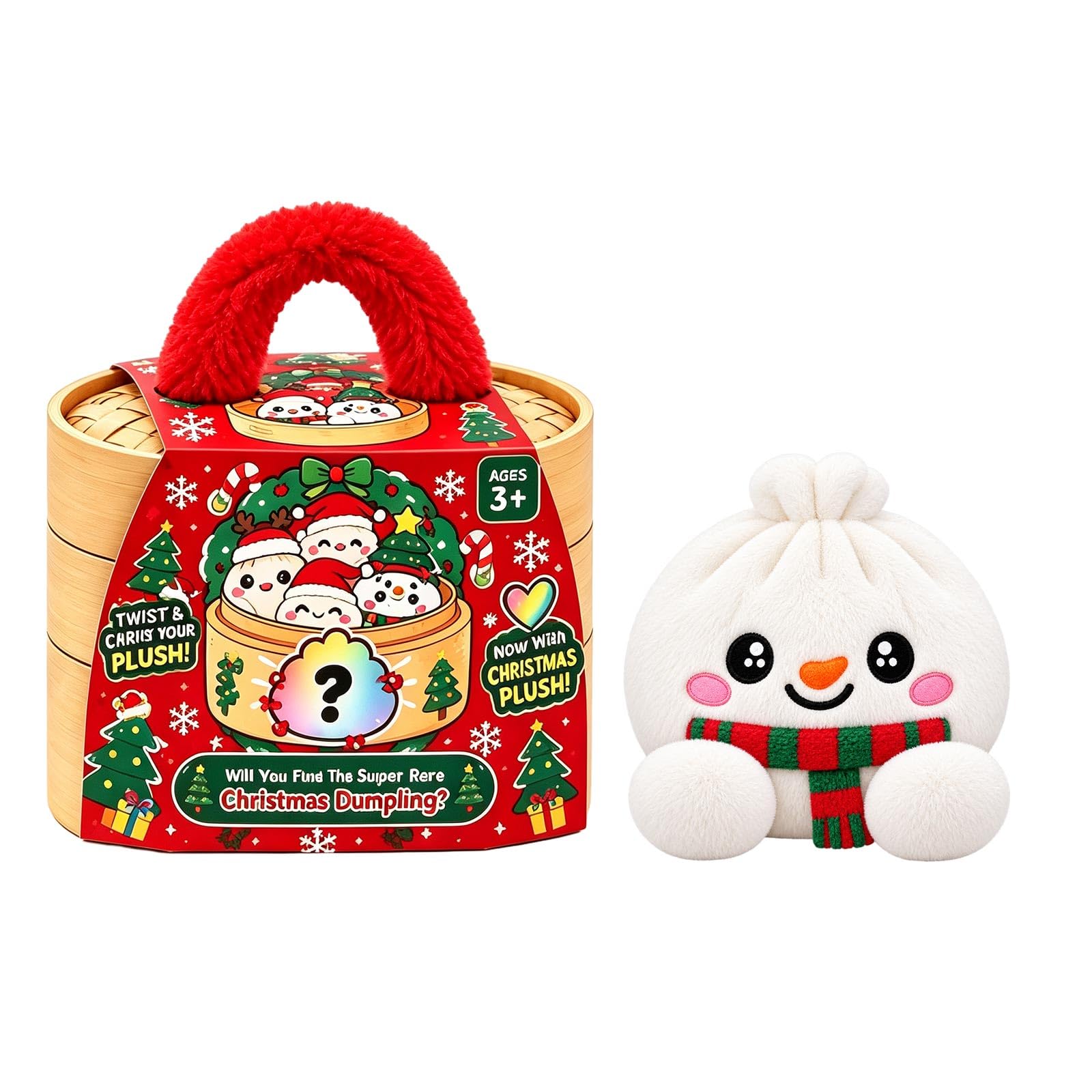 Christmas Plush Dumpling Pillow, Mystery Dumpling Plush Doll in Box A15 D