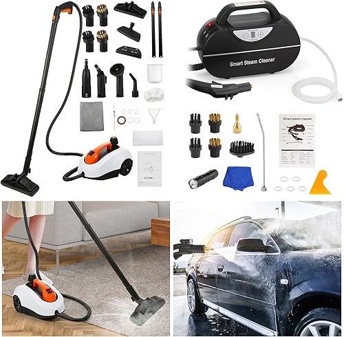 WICHEMI Limpiador de vapor para limpieza, máquina de vapor de alta presión de 1800 W + trapeador de vapor de alta temperatura de 1800 W, máquina de