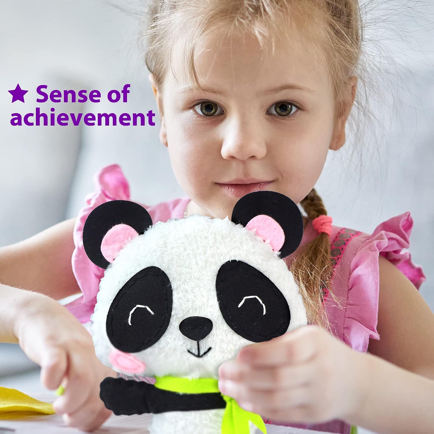 KRAFUN Panda Sewing Kit for Kids Ages 7-12, Beginner Craft Set including Panda Stuffed Doll, Plush Felt Materials - Image 5