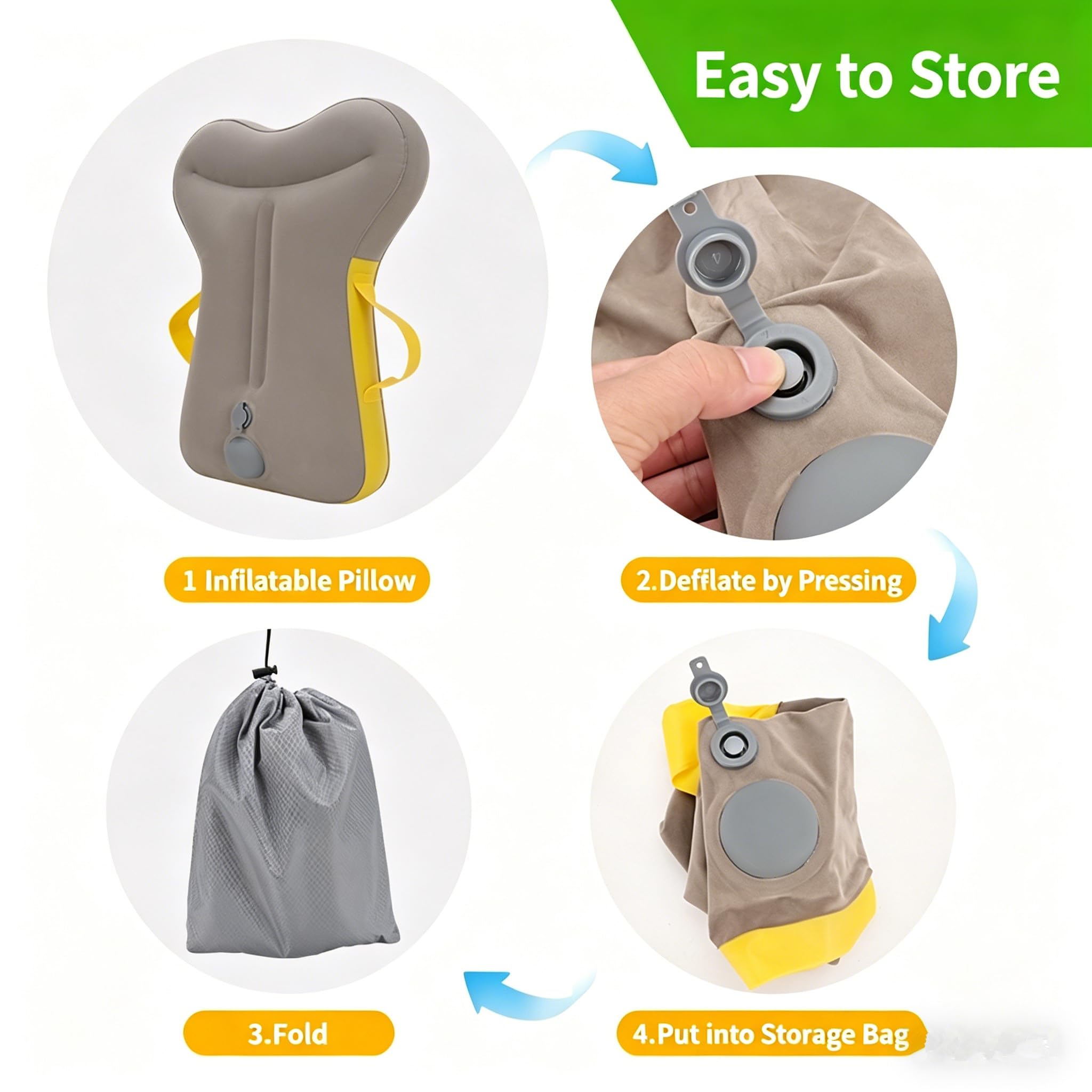 Cuscino gonfiabile per il collo, da viaggio, pieghevole, portatile, confortevole, per il supporto per il collo, per la testa e il mento, per treni, auto, ufficio, casa, campeggio