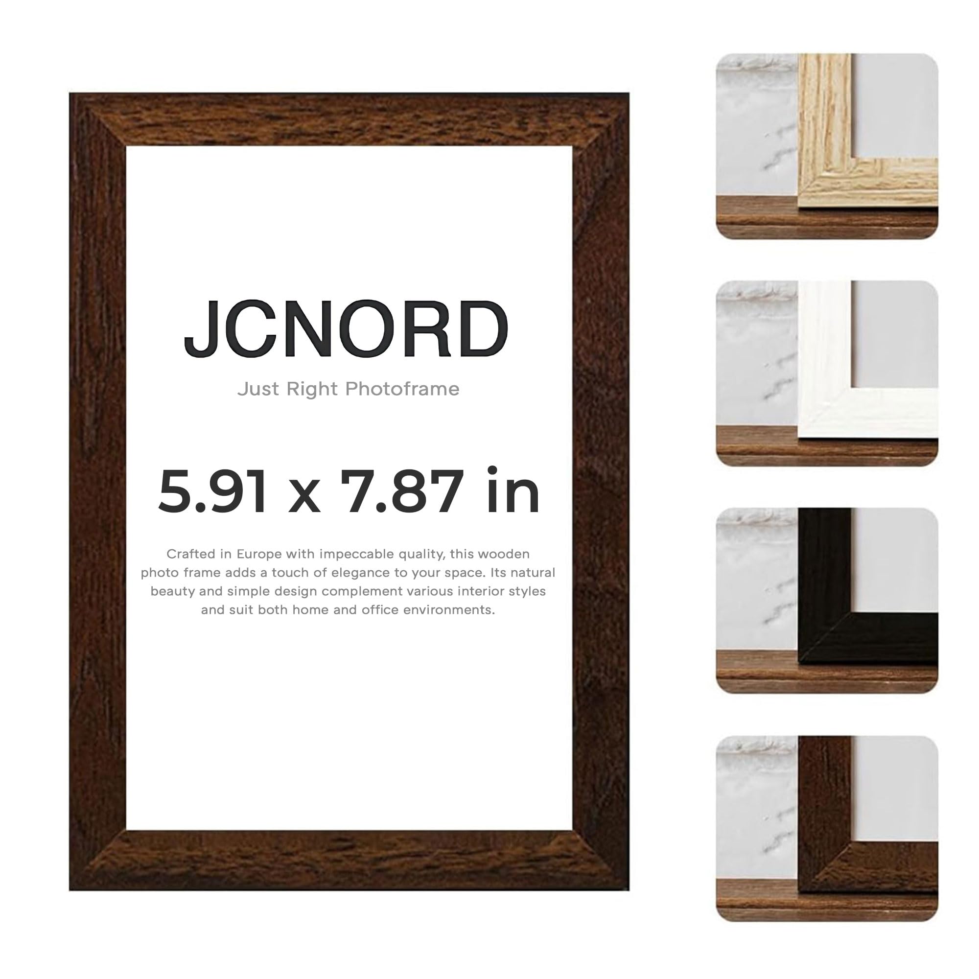 Jcnord Walnut Mdf Wooden Picture Frame 6X8 Inches (15X20 Cm) With Shatterproof Acrylic Glass | Modern Photo Frame For Walls And Tables