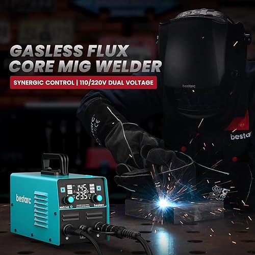 Miniatura 3 de bestarc 145A MIG Welder, 110V/220V Gasless Flux Core MIG Welder/Lift TIG/Stick 3 in 1 Synergic MIG145 5GEN Welding Machine, Portable Flux Welder